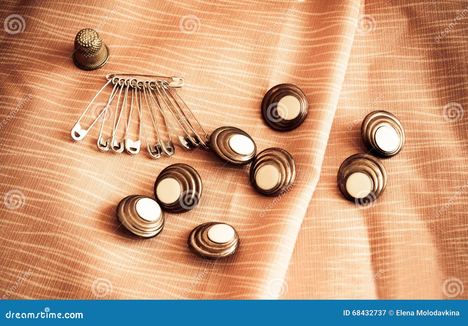 Safety Pins and Buttons. Vintage Style Stock Image Image of tool