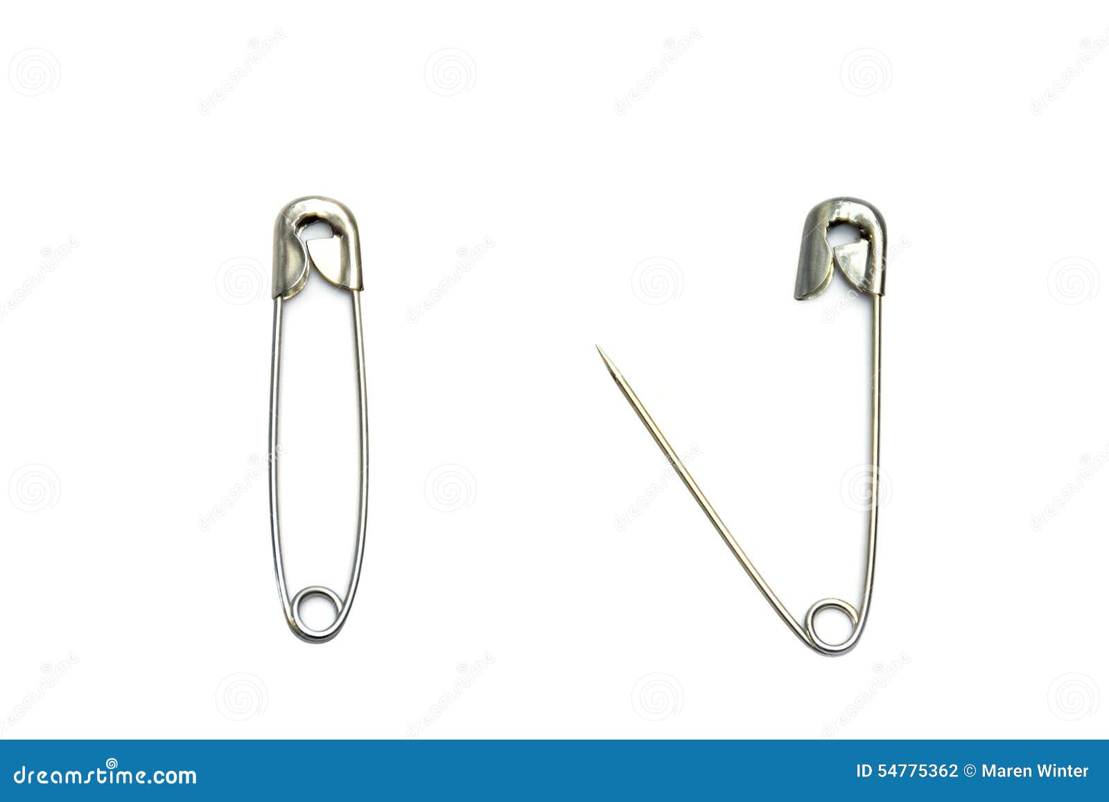 Safety Pins, Open and Closed Isolated on White Stock Photo Image of