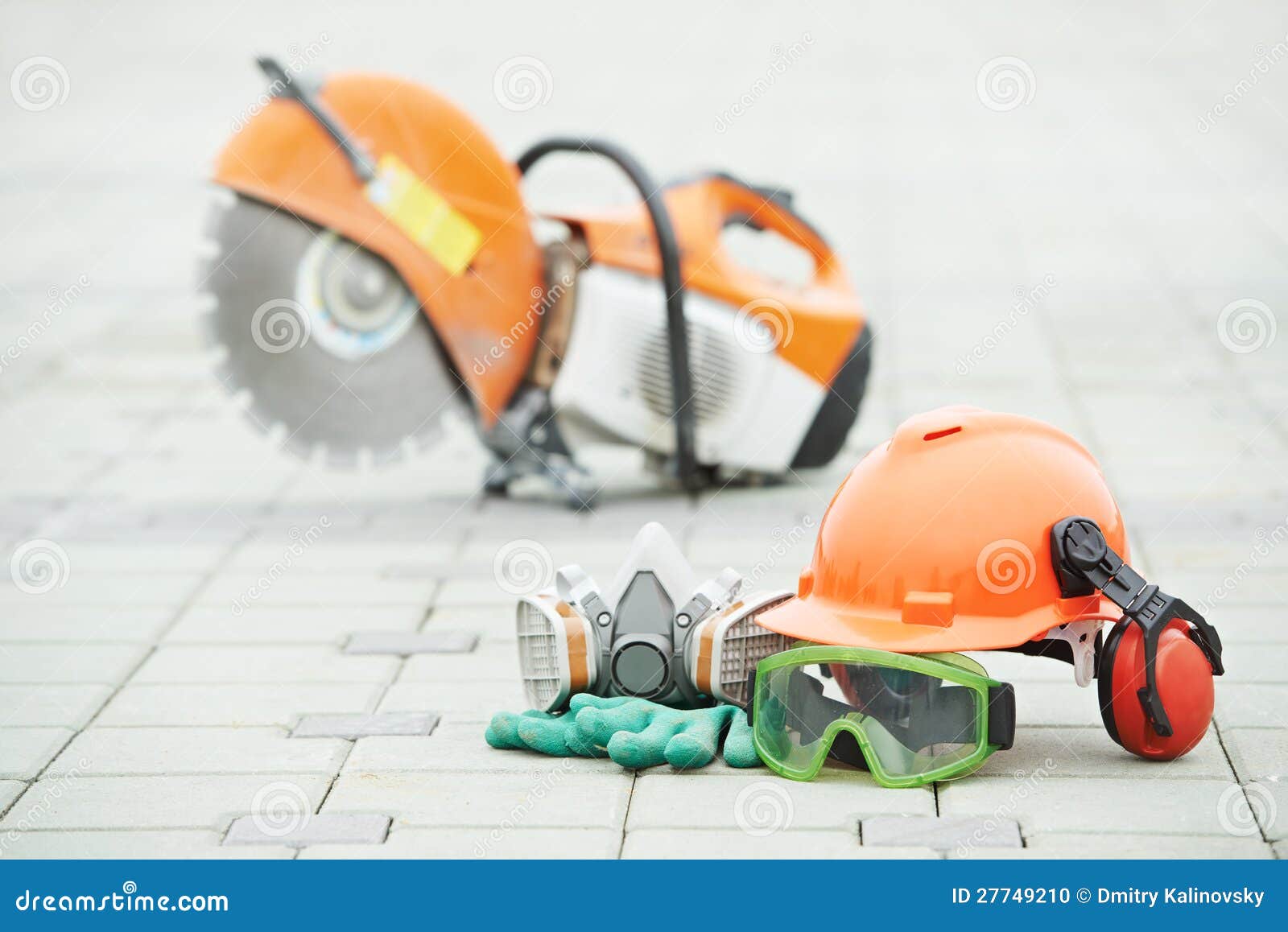Safety Protective Equipment and Disc Cutter Stock Photo Image of mask