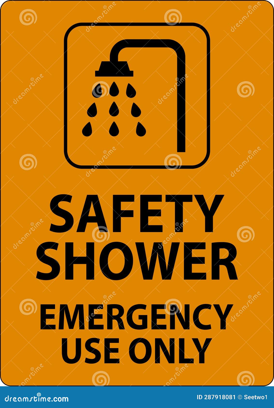 Safety Shower Sign, Safety Shower Emergency Use only Stock Vector