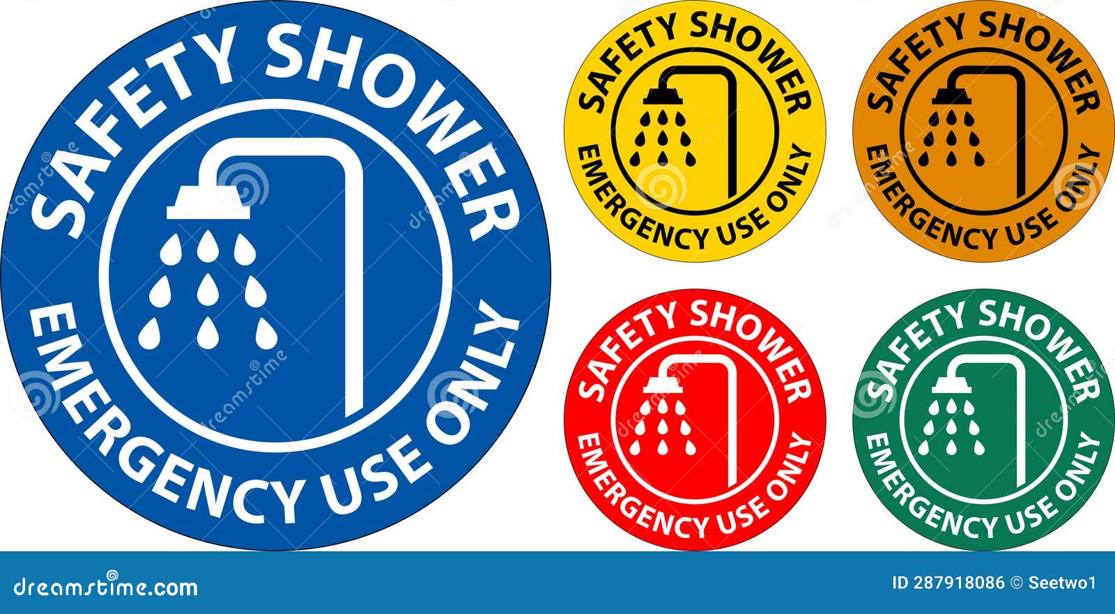 Safety Shower Sign, Safety Shower Emergency Use only Stock Vector