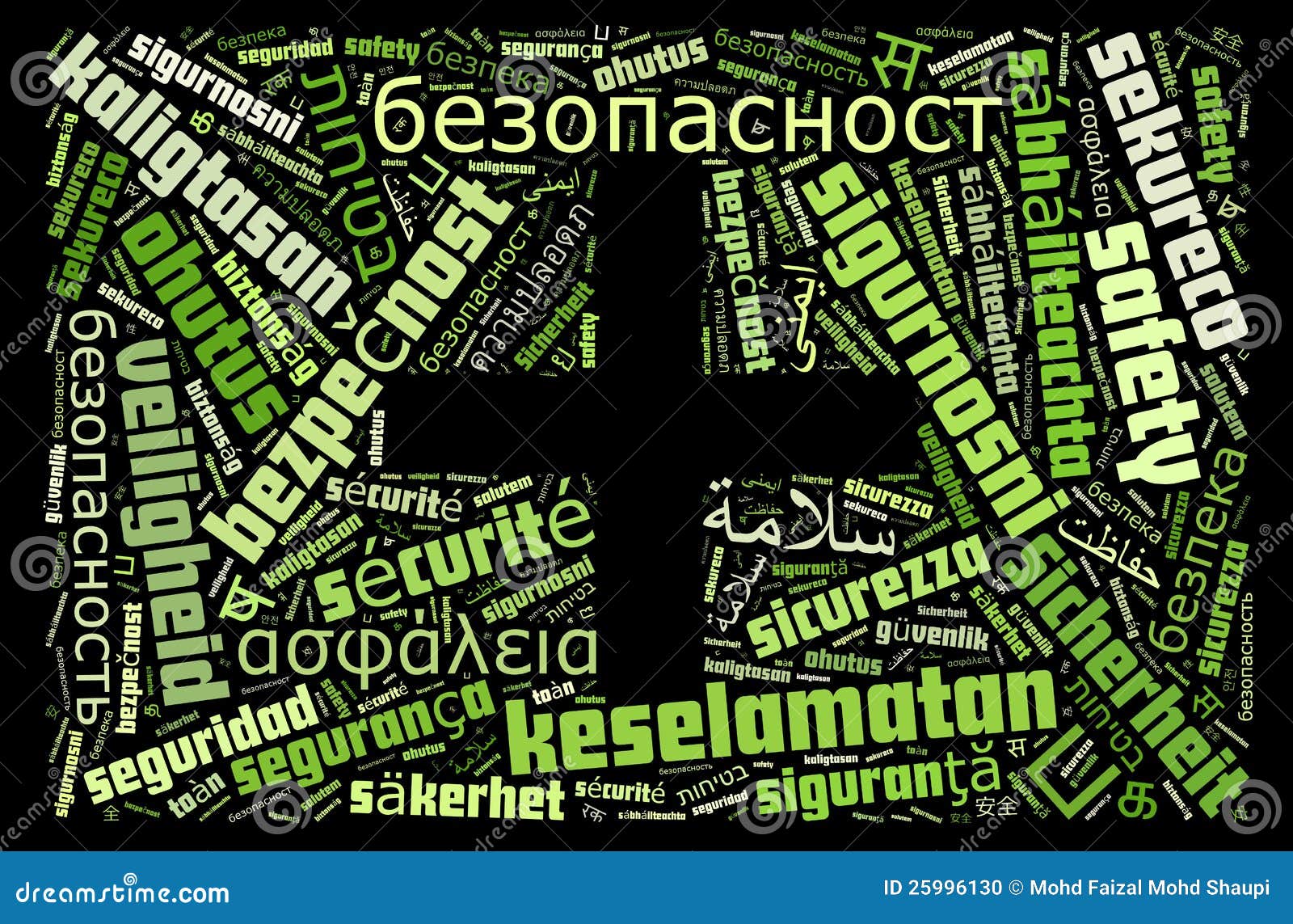 Safety with Symbol in Multiple Languages Stock Illustration