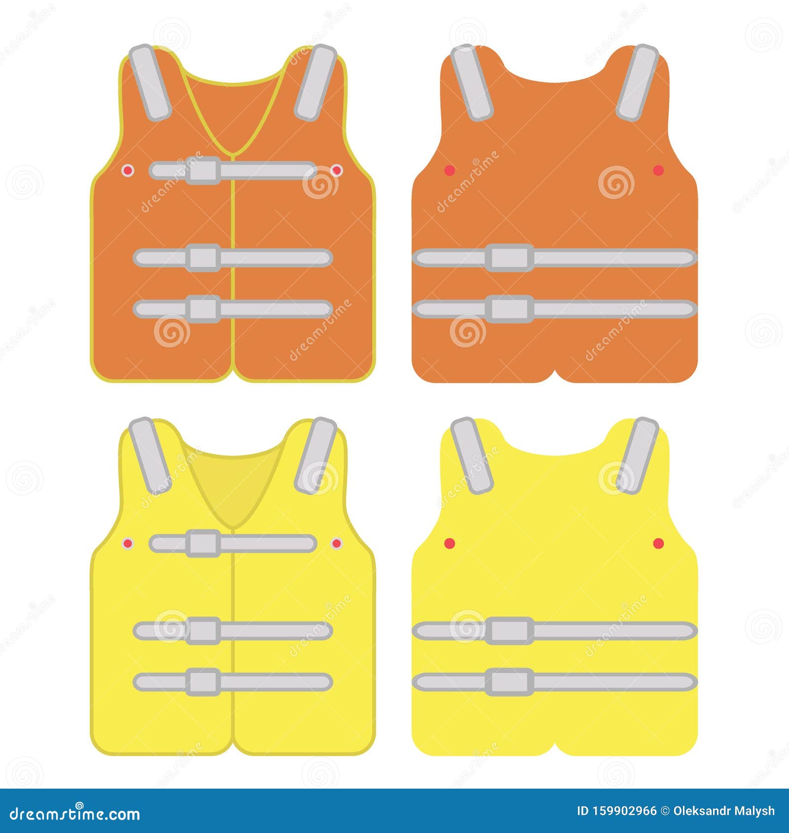 Safety Vest, Industrial With Reflective Strips. Vector Illustration