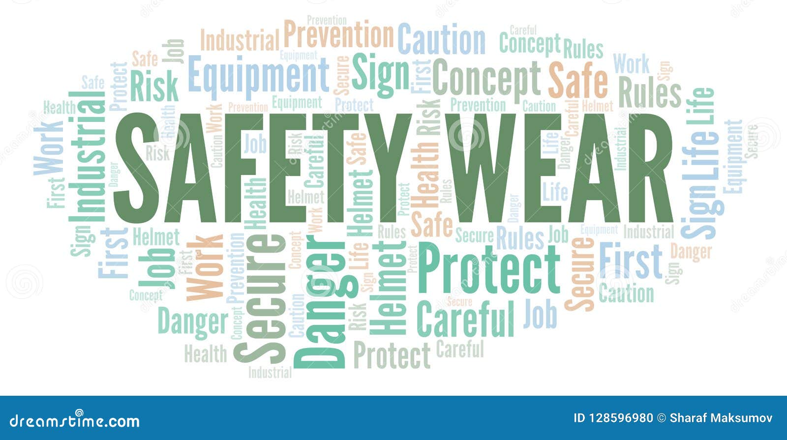 Safety Wear word cloud. stock illustration. Illustration of equipment 128596980