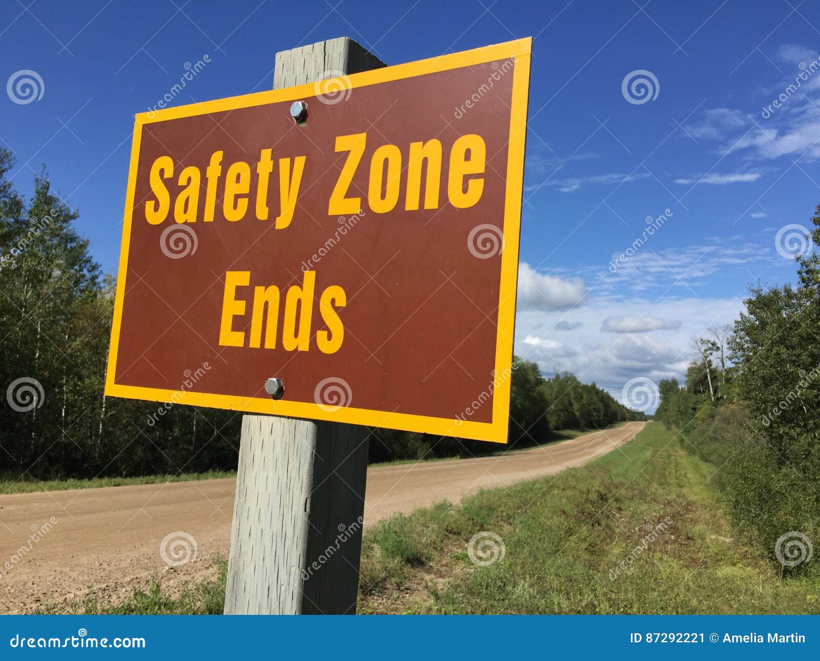 Safety Zone Ends Sign in Rural Area Stock Image Image of roadway