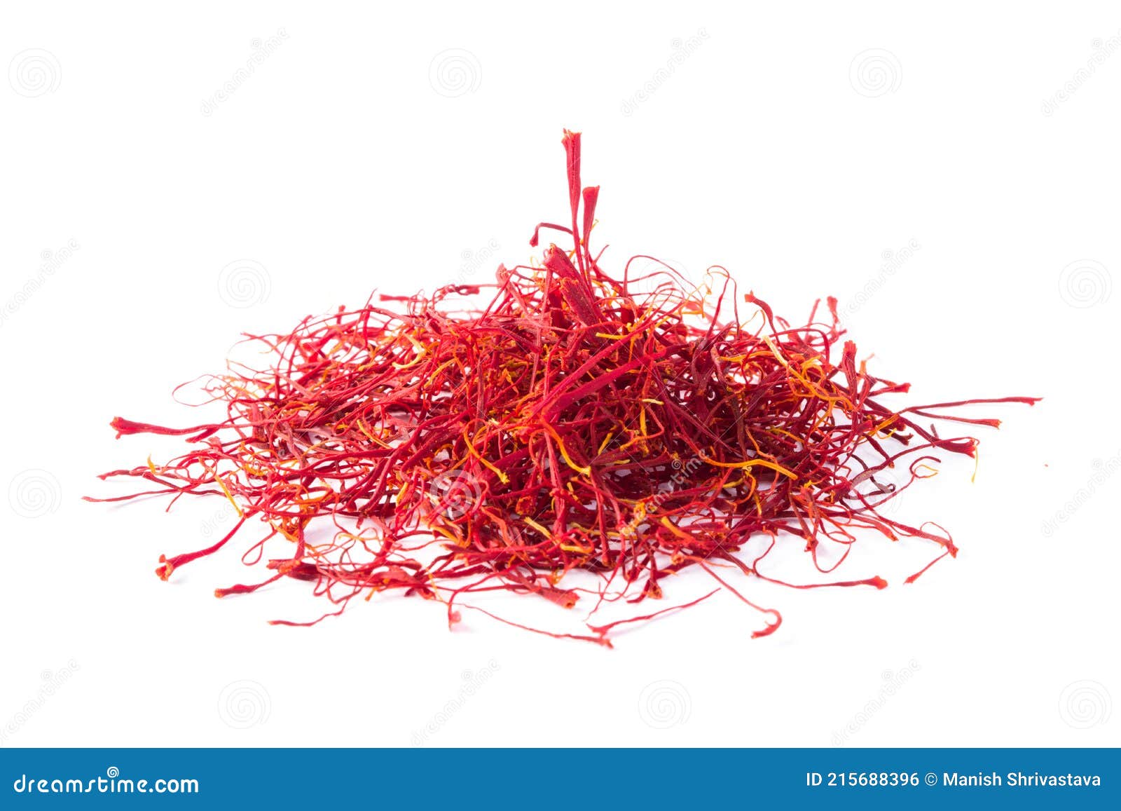 Saffron Crocus Isolated on White Background. Pile of Saffron Stock