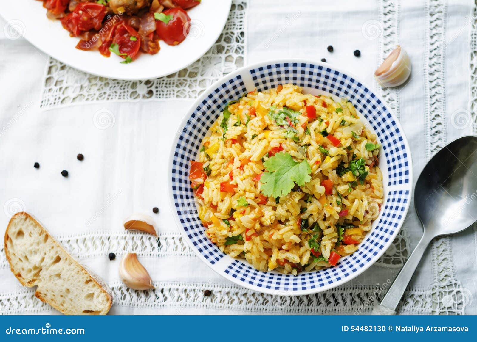 Saffron Rice with Vegetables and Cilantro Stock Photo Image of fresh