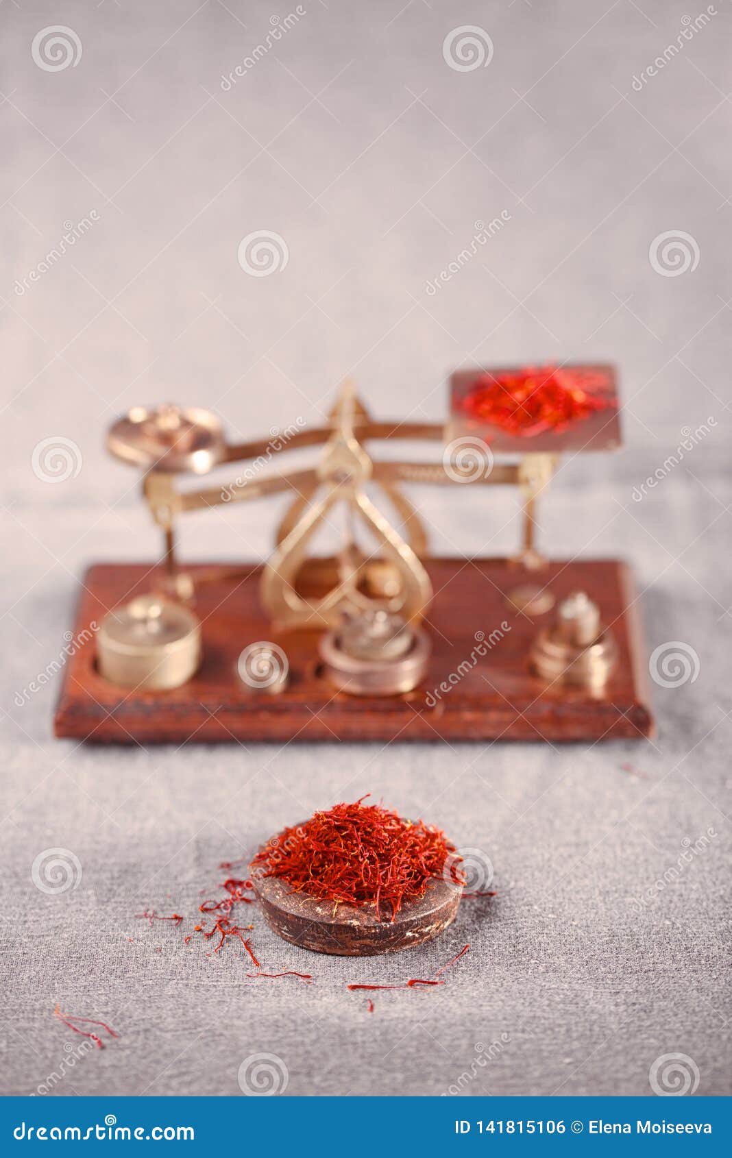 Saffron Treads with Vintage Postal Scale Stock Photo Image of aromatic, antique 141815106