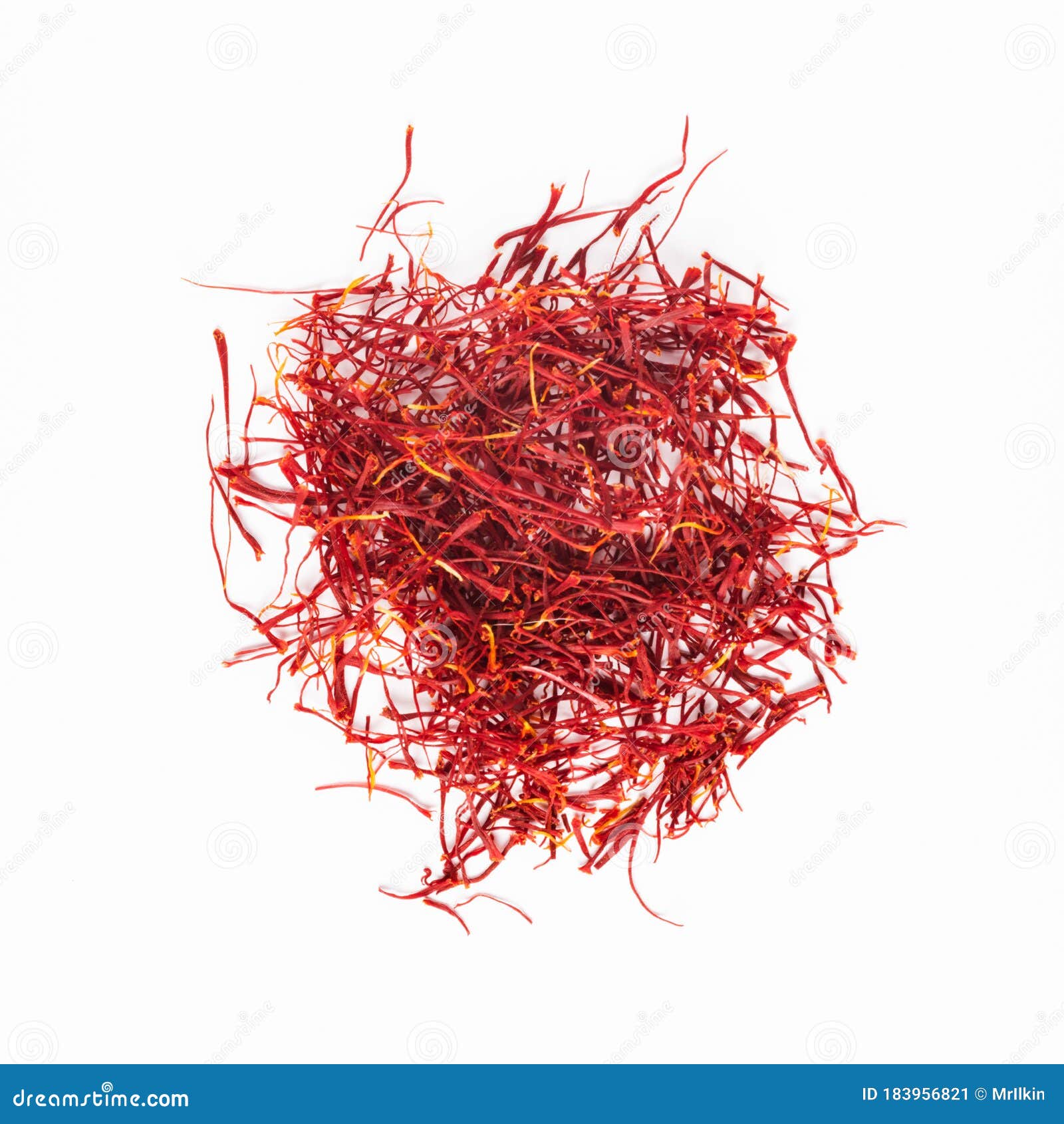 Saffron on White. Pile of Seasoning Top View Stock Image Image of
