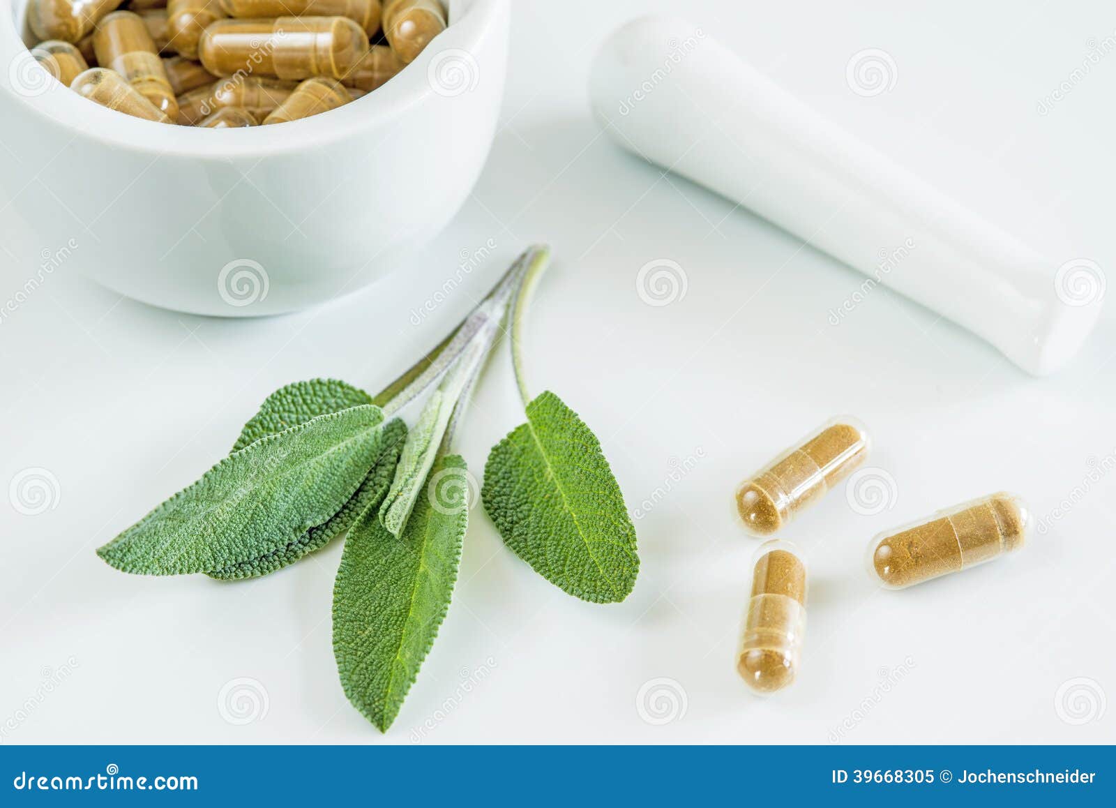 Sage Leaves with Herbal Pills Stock Image Image of medicinal, brown