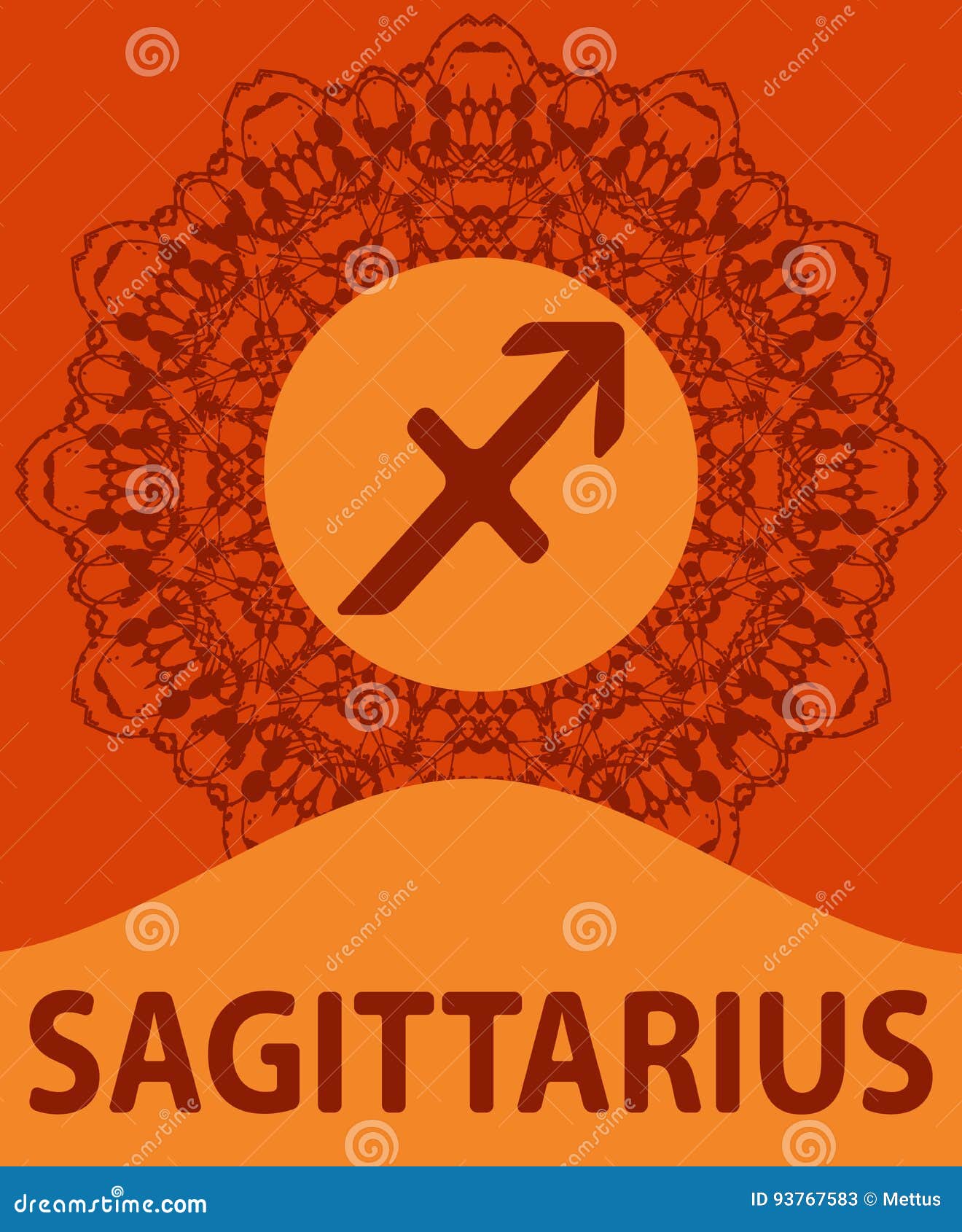 Sagittarius. Archer. Zodiac Icon with Mandala Print. Vector ...