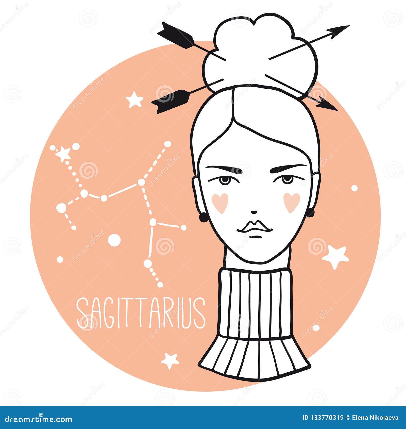 Sagittarius Girl. Sketch Style Woman with Zodiac Stock Vector ...