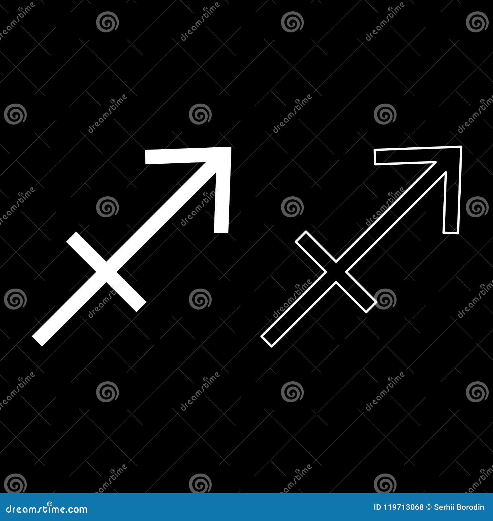 Sagittarius Symbol Zodiac Icon Set White Color Illustration Flat Style ...