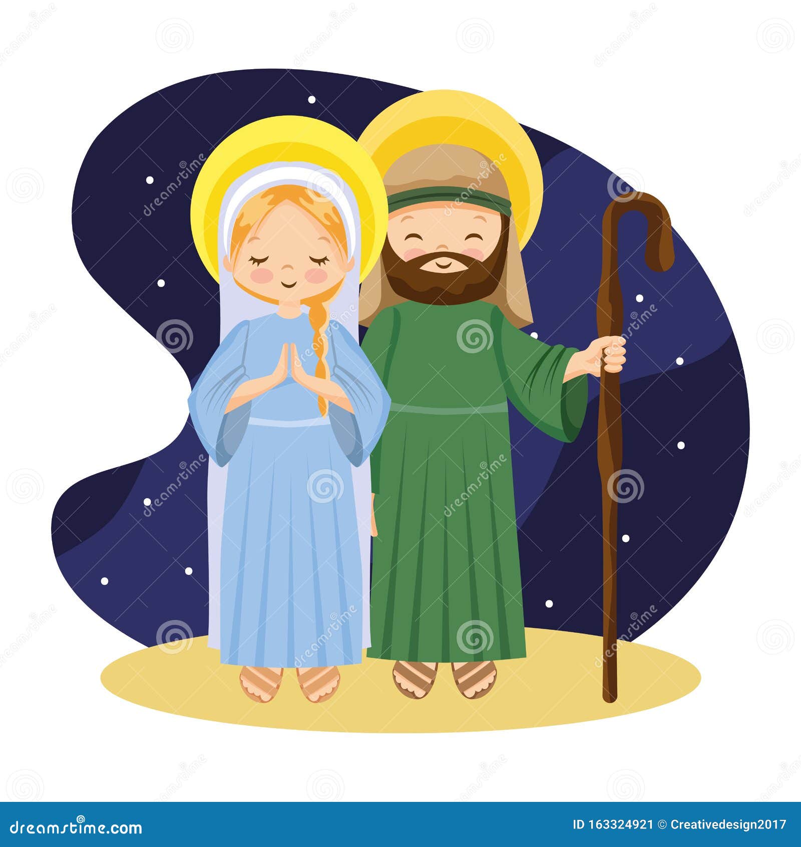Sagrada Familia Con Caricatura De Burro Ilustración del Vector -  Ilustración de dios, diciembre: 163324921
