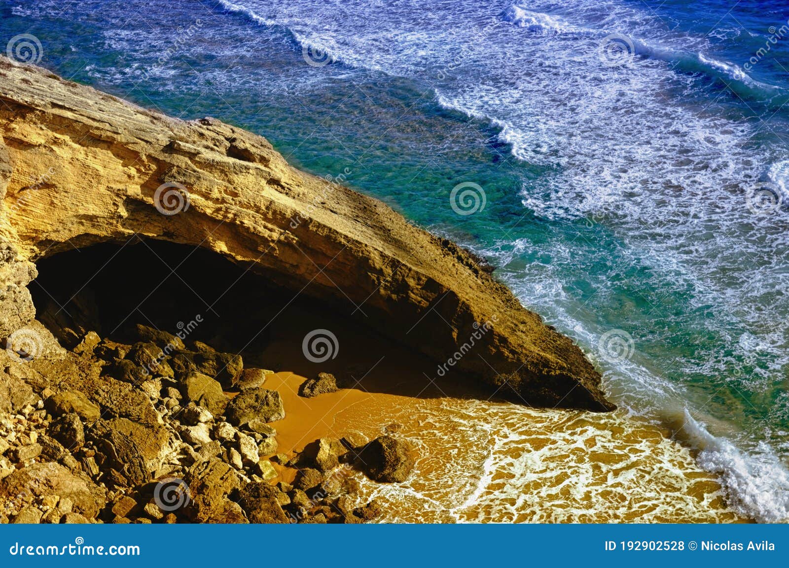 sagres beach with rocks, in portugal