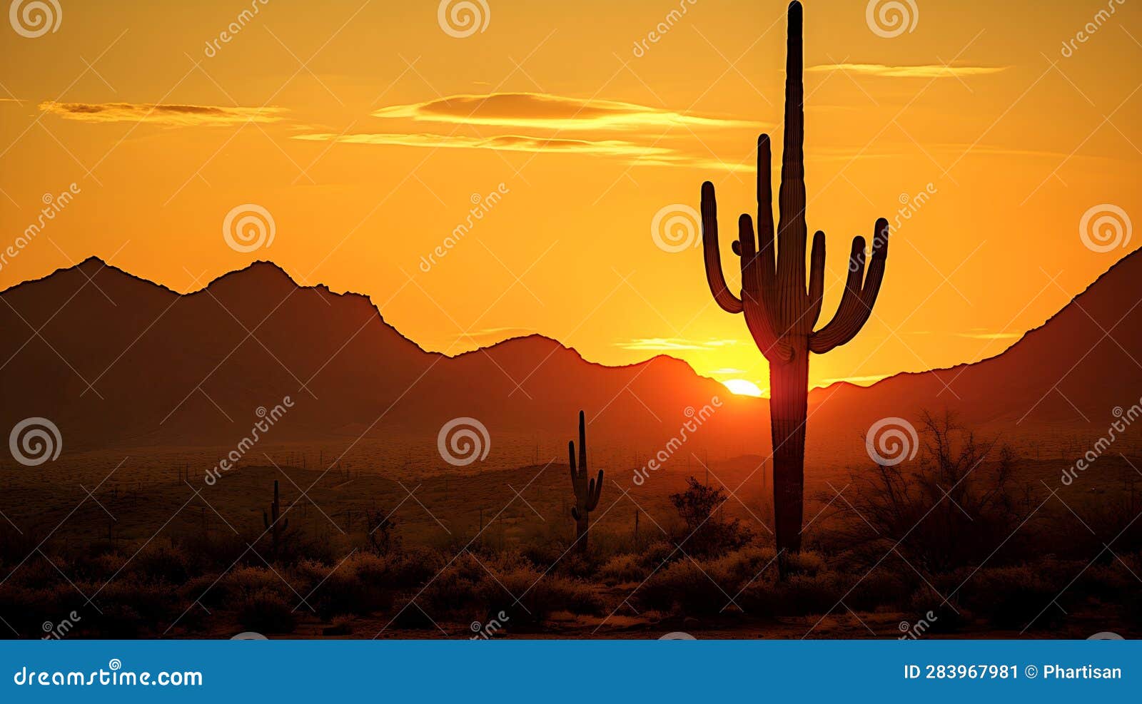 Saguaro Cactus Tree Desert Sunset Landscape Near Phoenix Az Stock ...