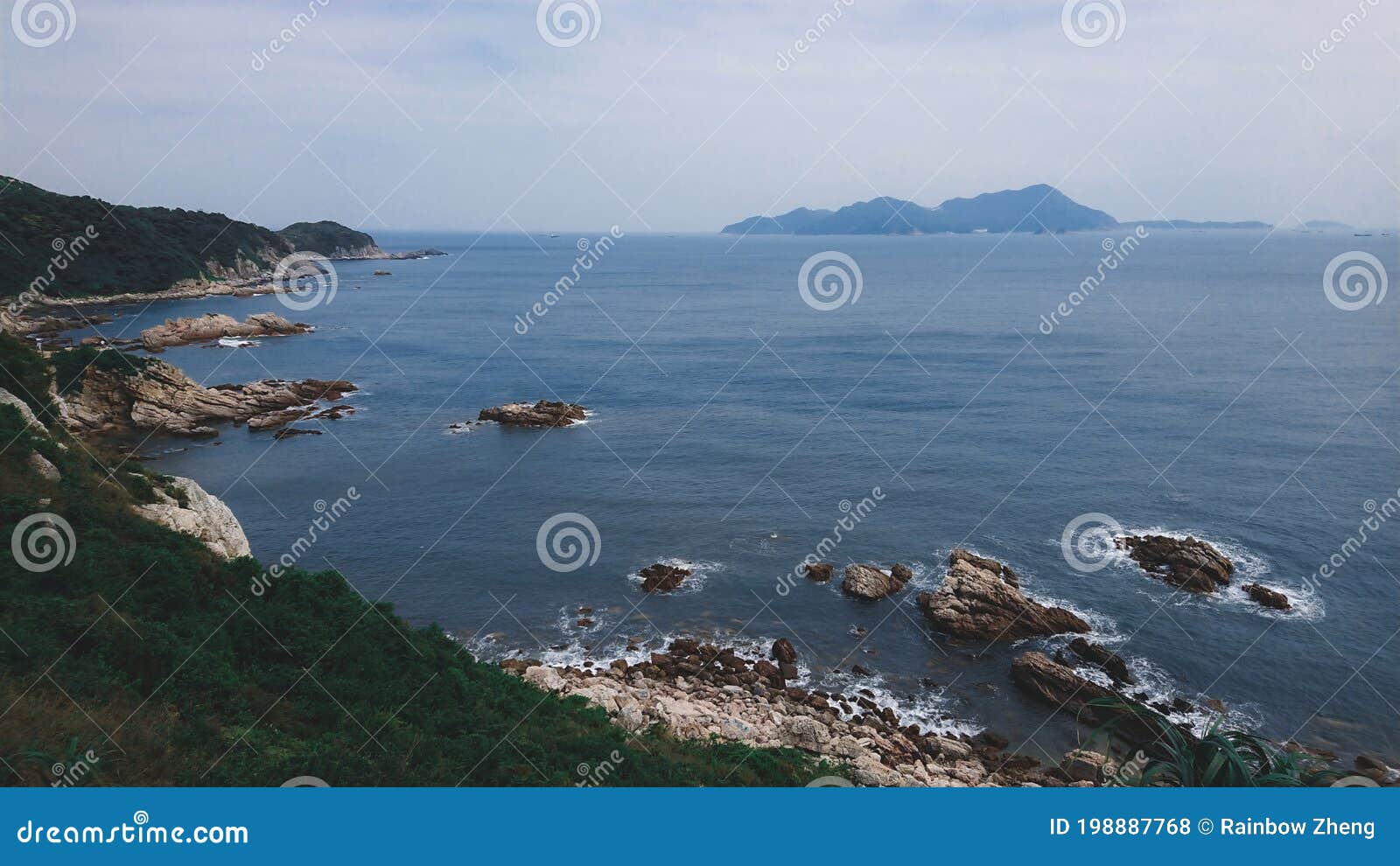 crossing shoreline with beautiful views in hk classical style
