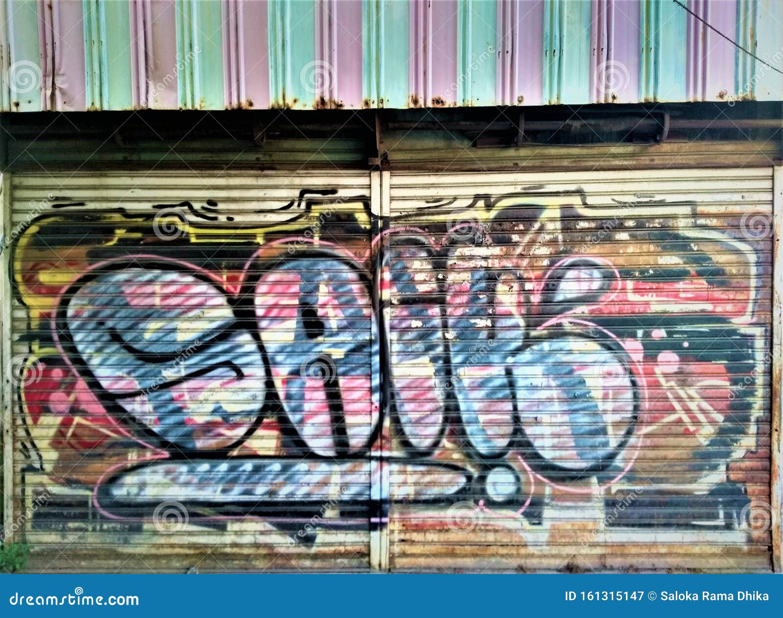 Saik`s Graffiti on Store Door Editorial Photography Image of