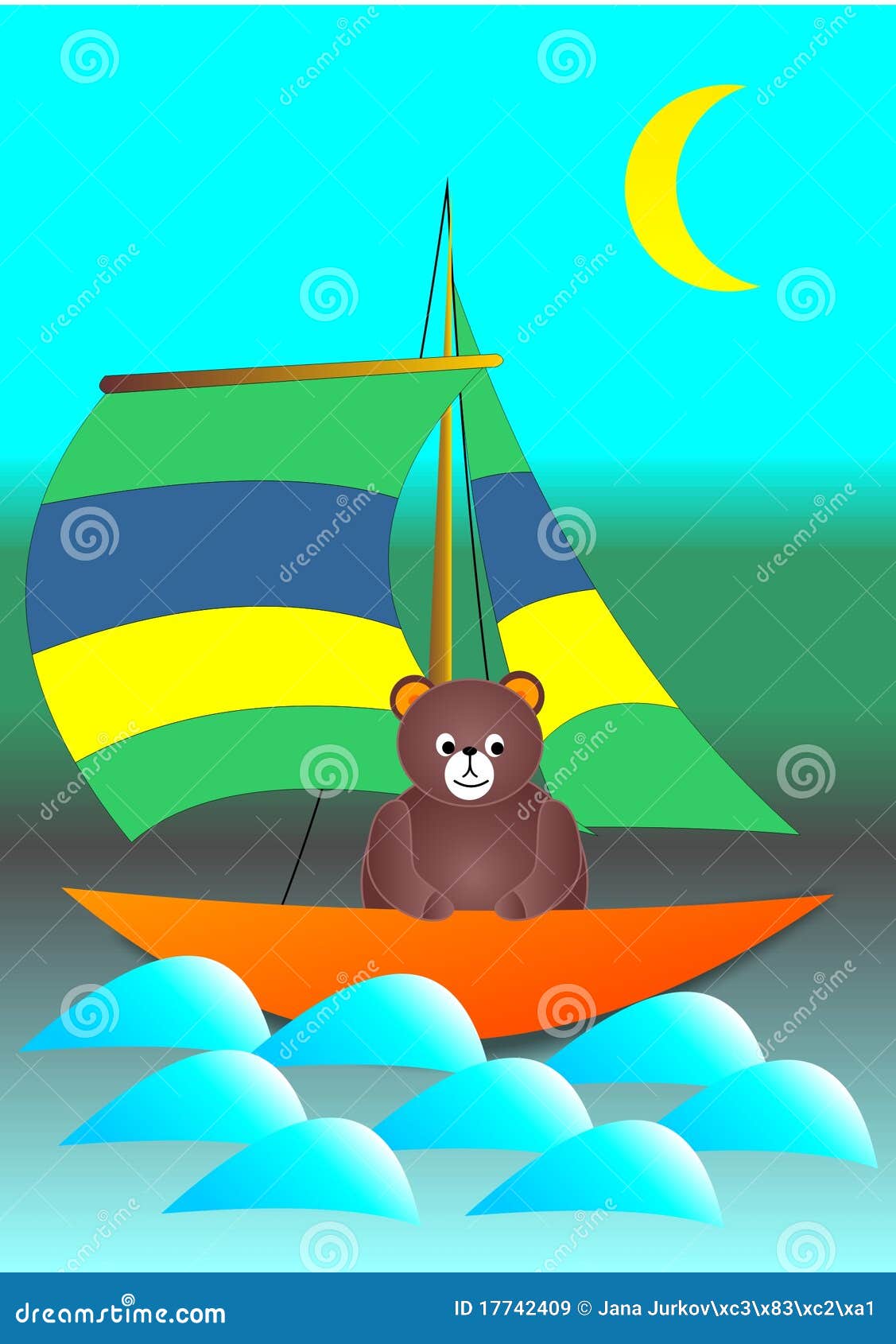 Bear and sail boat stock vector. Illustration of boat 17742409
