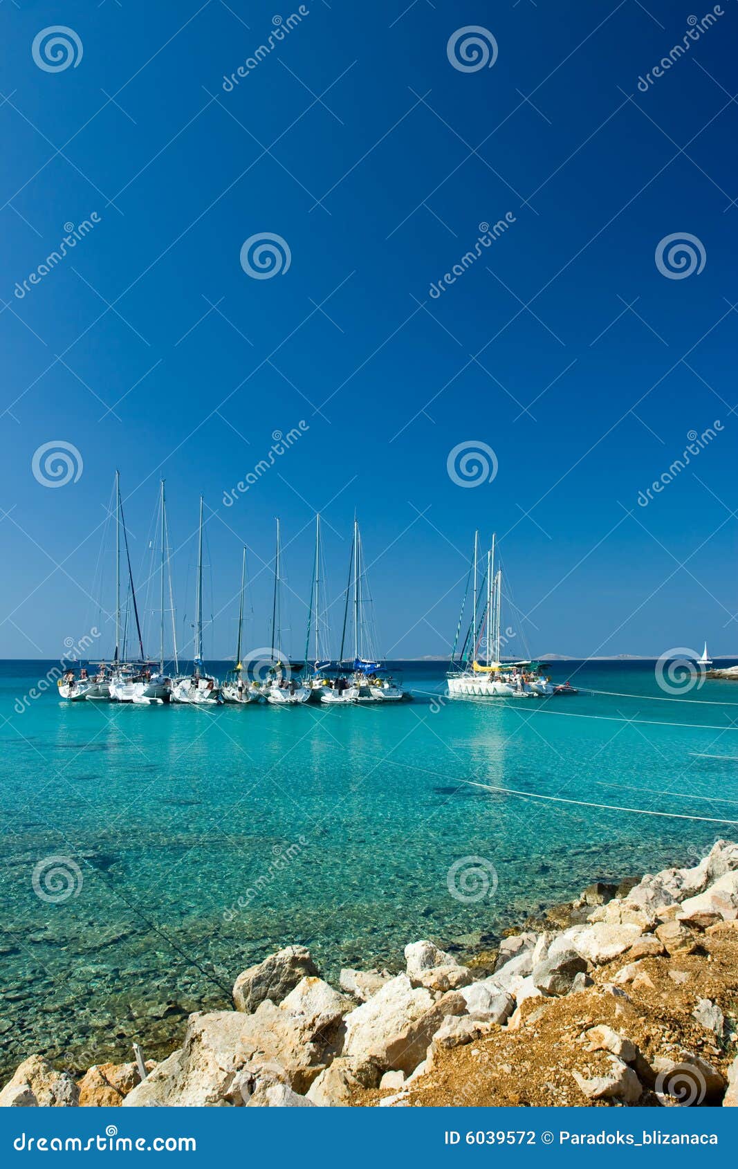 sail boats docked in beautiful bay, adriatic sea,