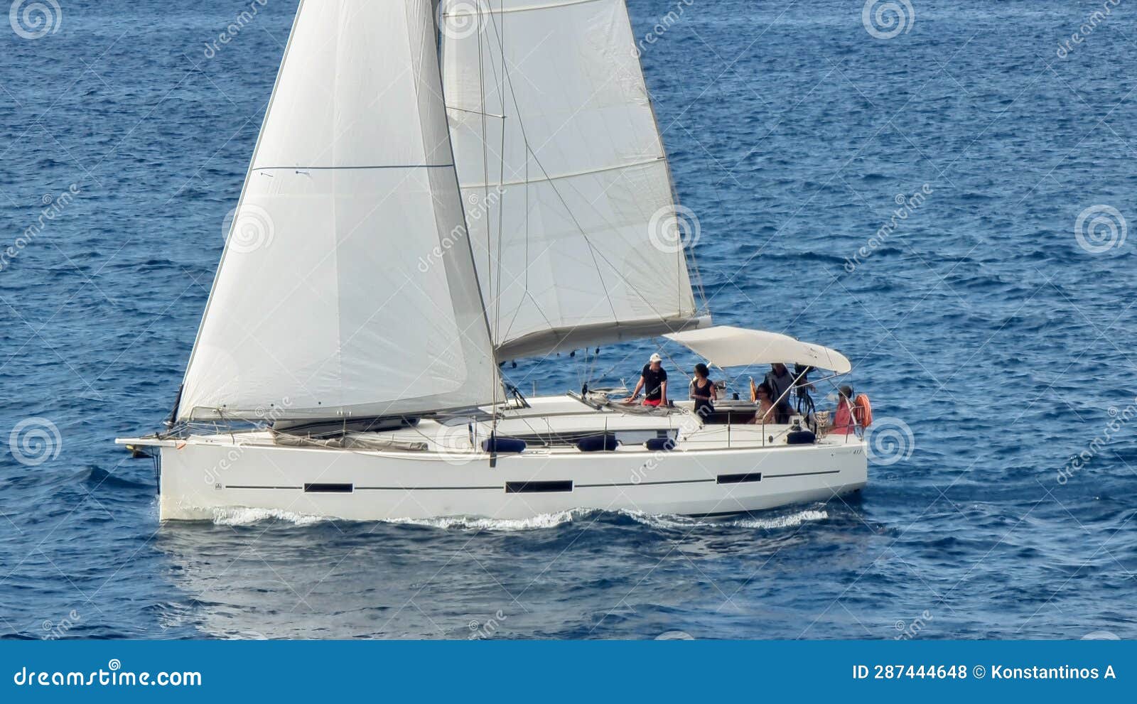 Sail Sailing Ship on the Blue Sea in Greece Editorial Stock Photo