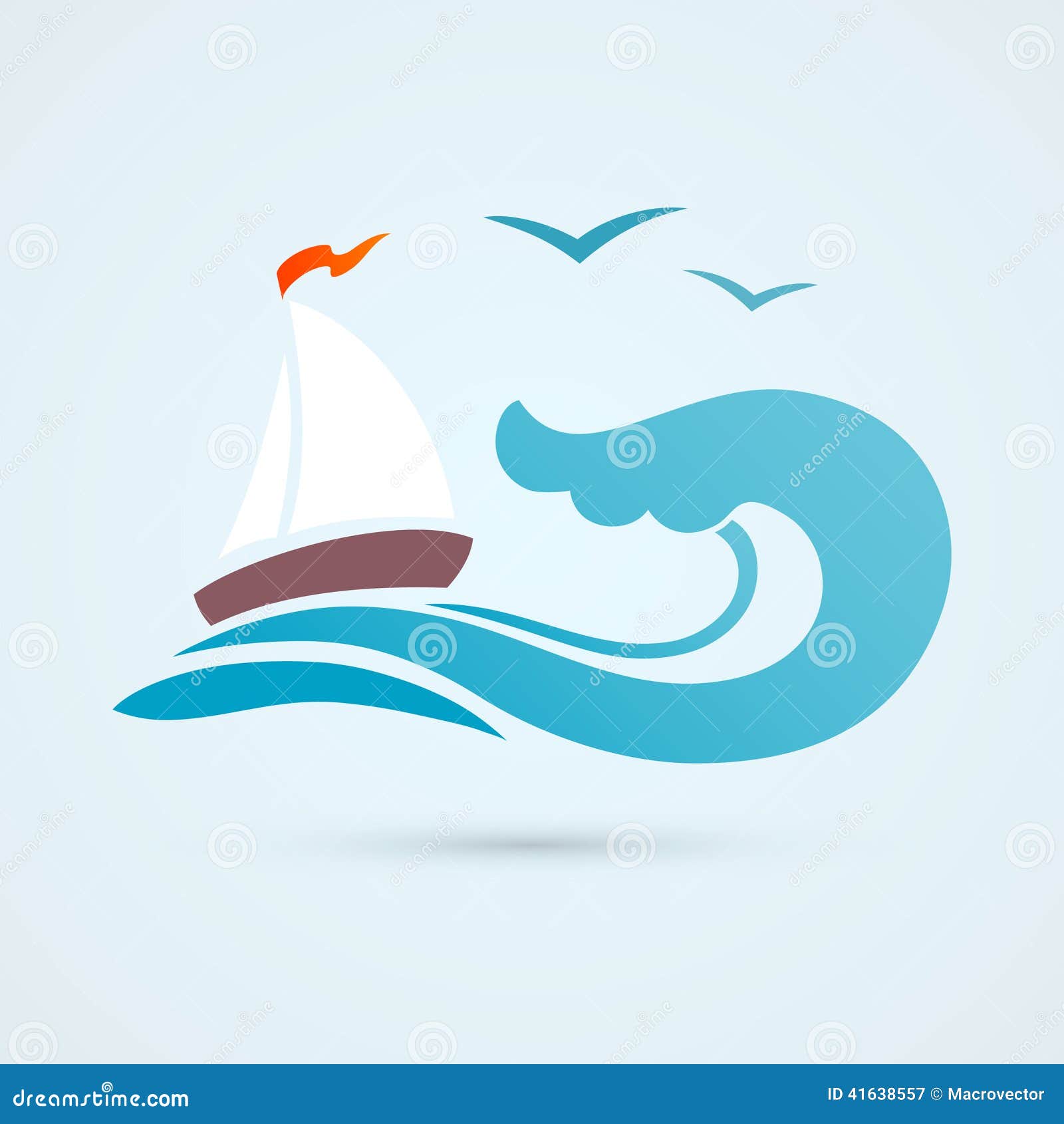 Sail ship wave icon stock vector. Image of climate 