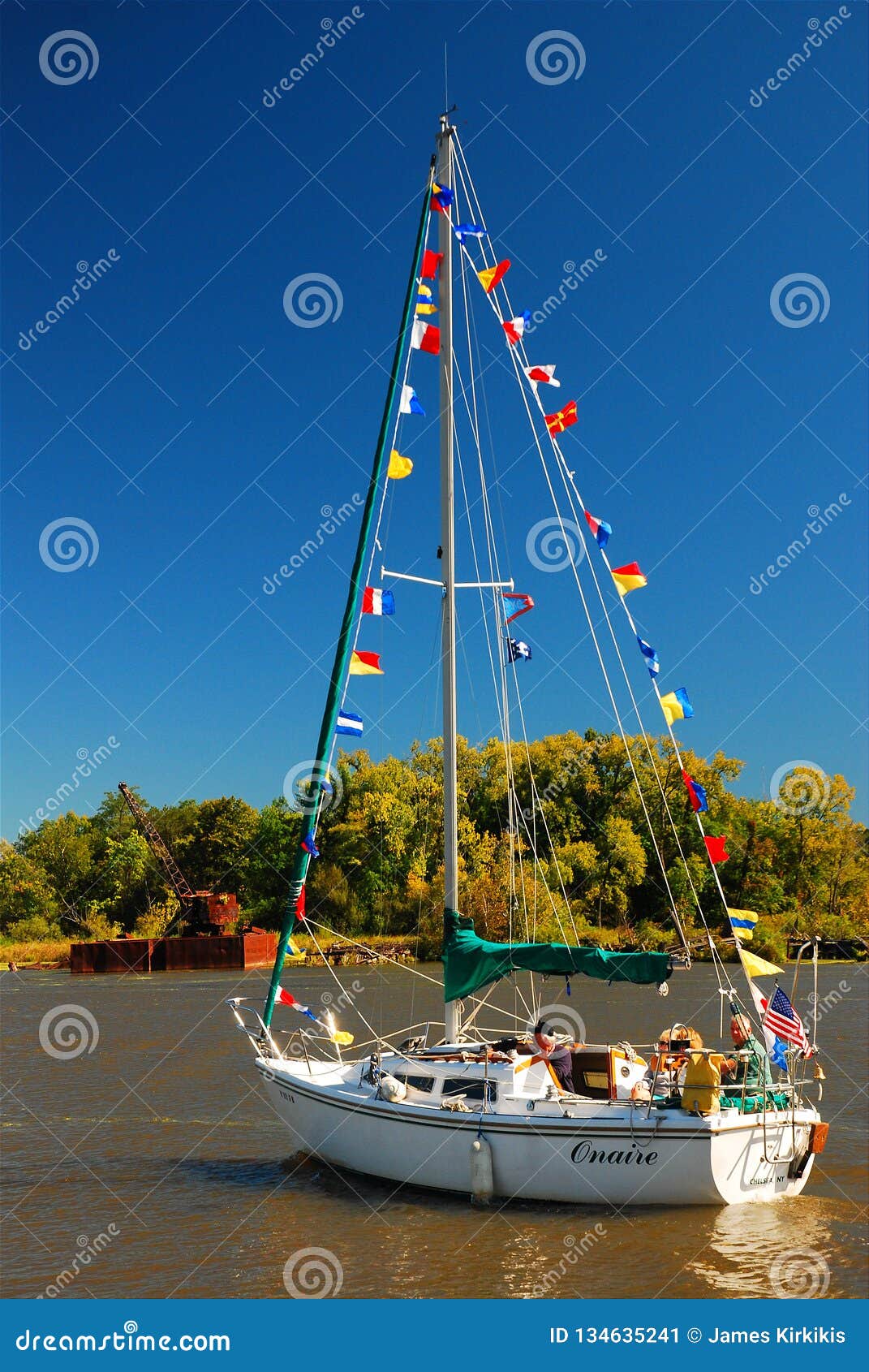 sailboat with flags