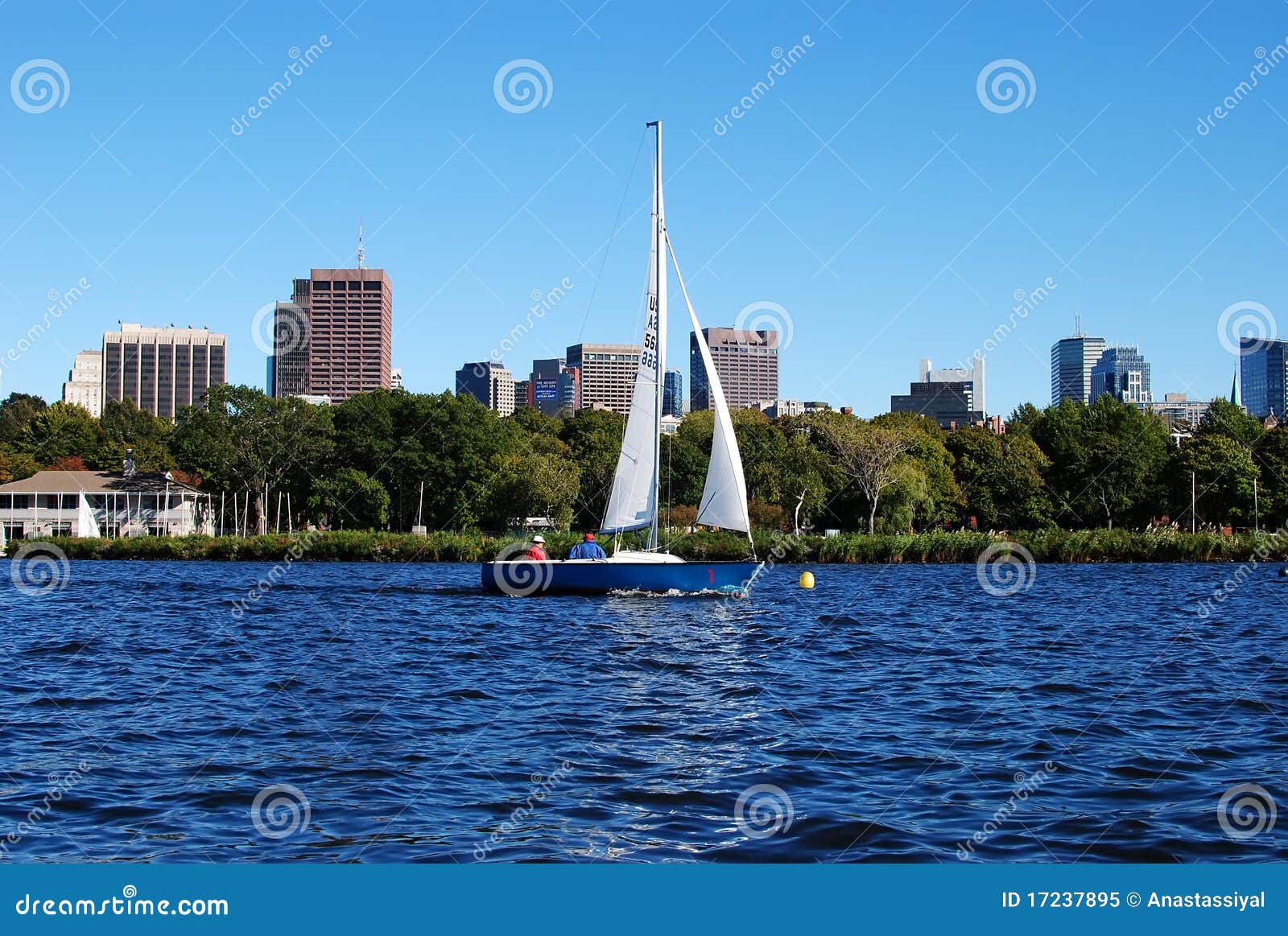 Sailboat on Charles River, Boston, MA Stock Image Image of water