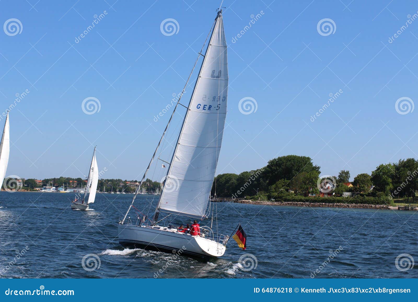 Sailboat in Denmark stock photo. Image of germanflag 64876218