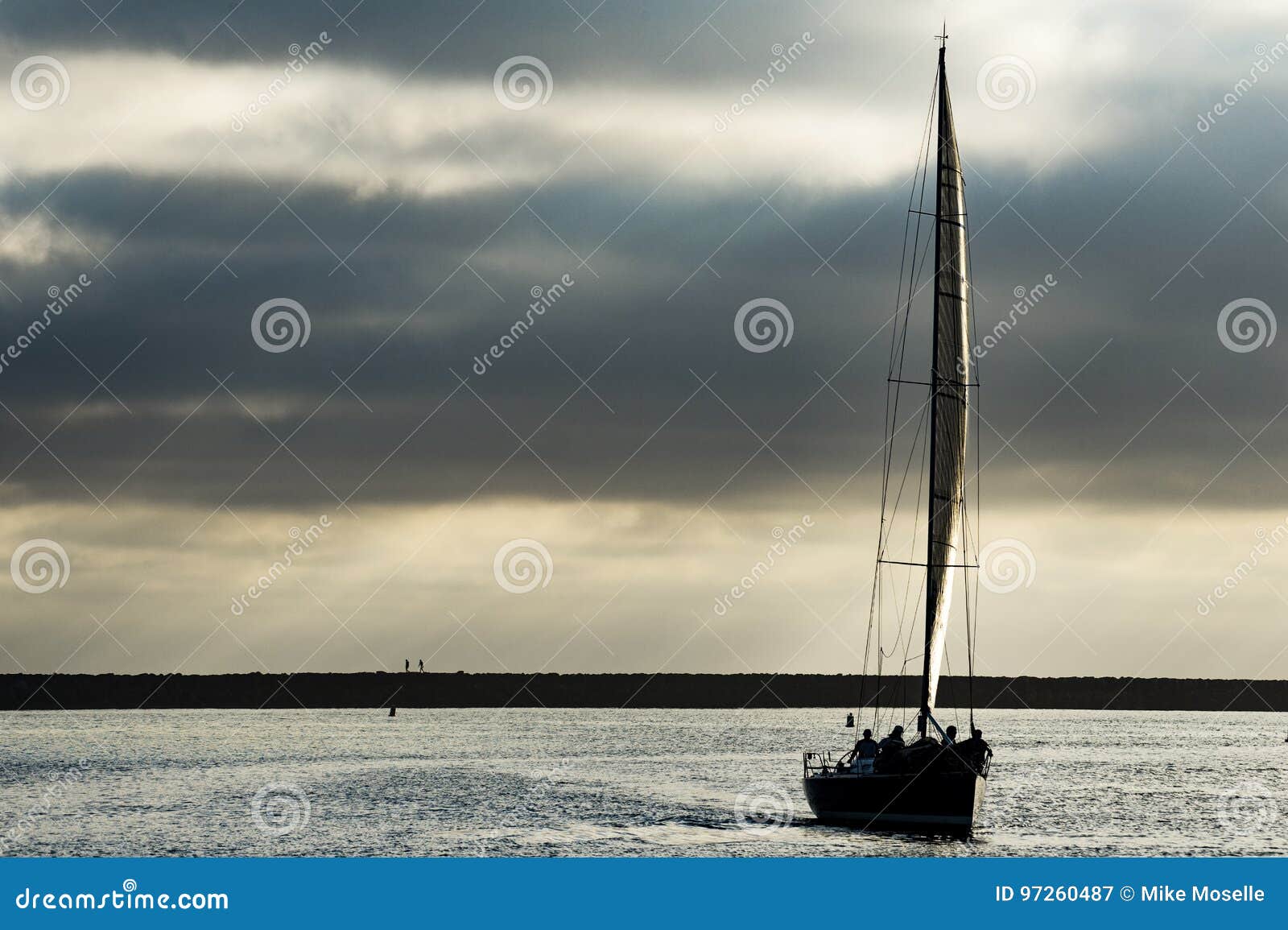Sailboat at evening stock image. Image of peaceful, sailing 97260487