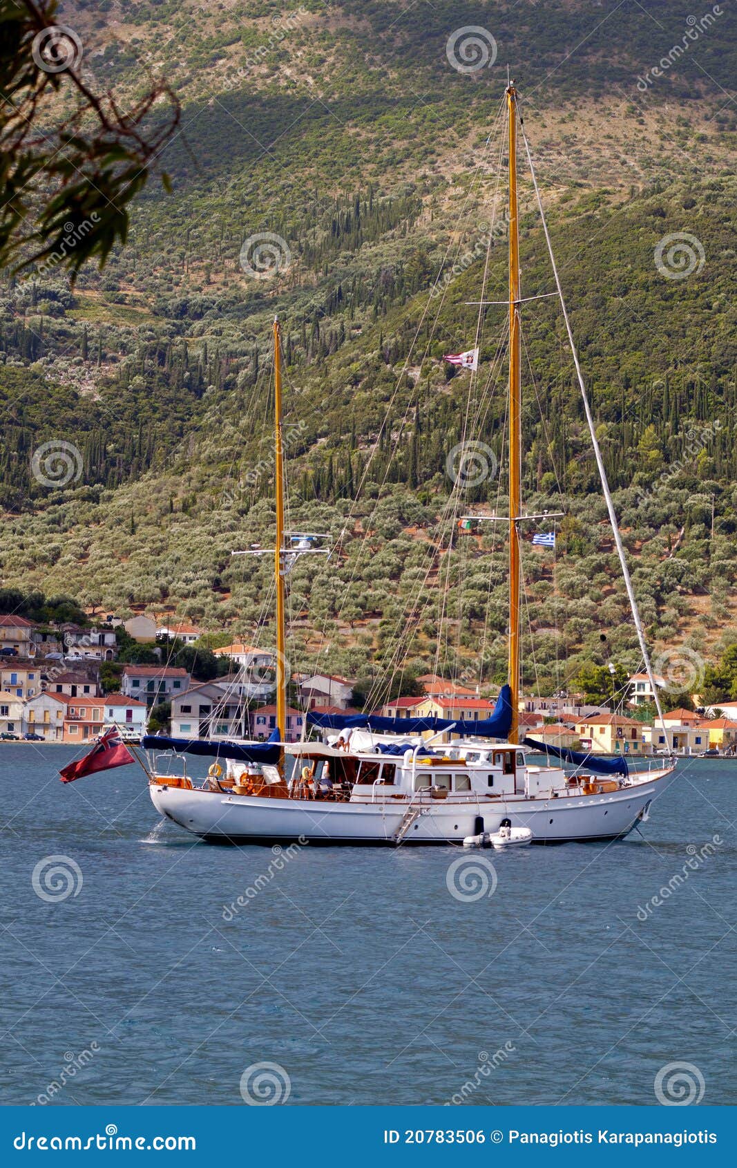 Sailboat at Ithaki Island of Greece Stock Photo Image of harbor