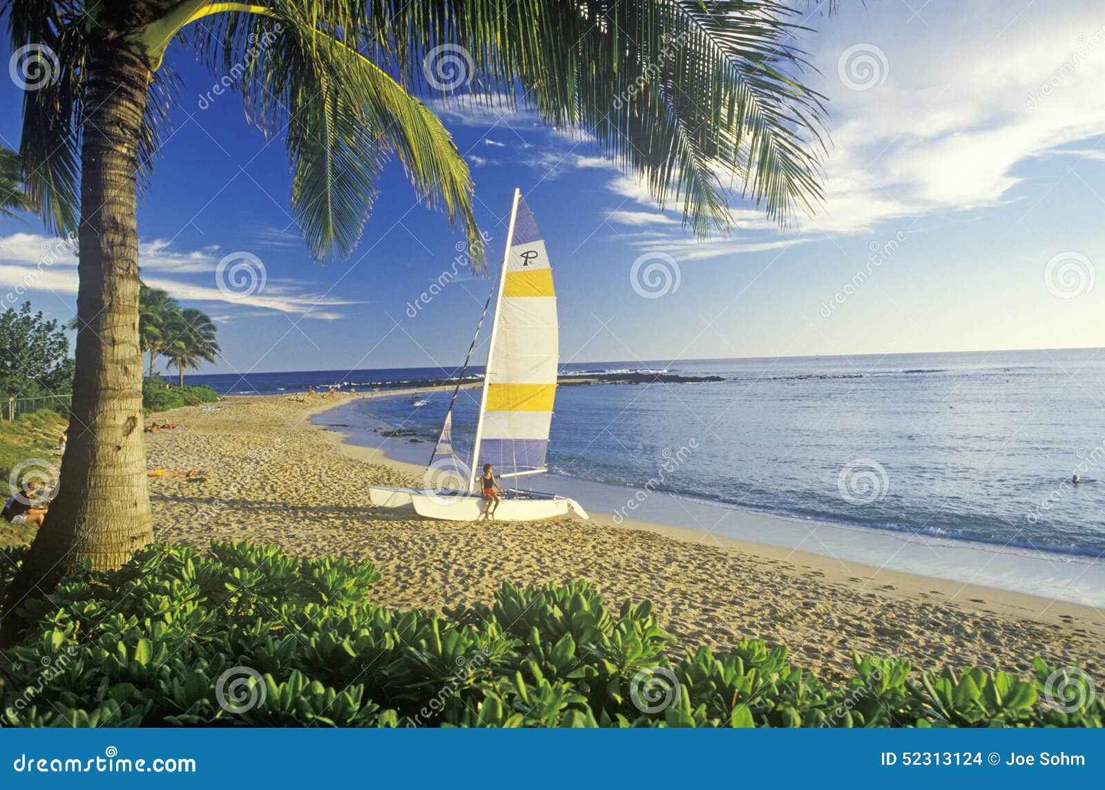 A Sailboat Launched on the Beach in Kauai, Hawaii Editorial Stock Image Image of america