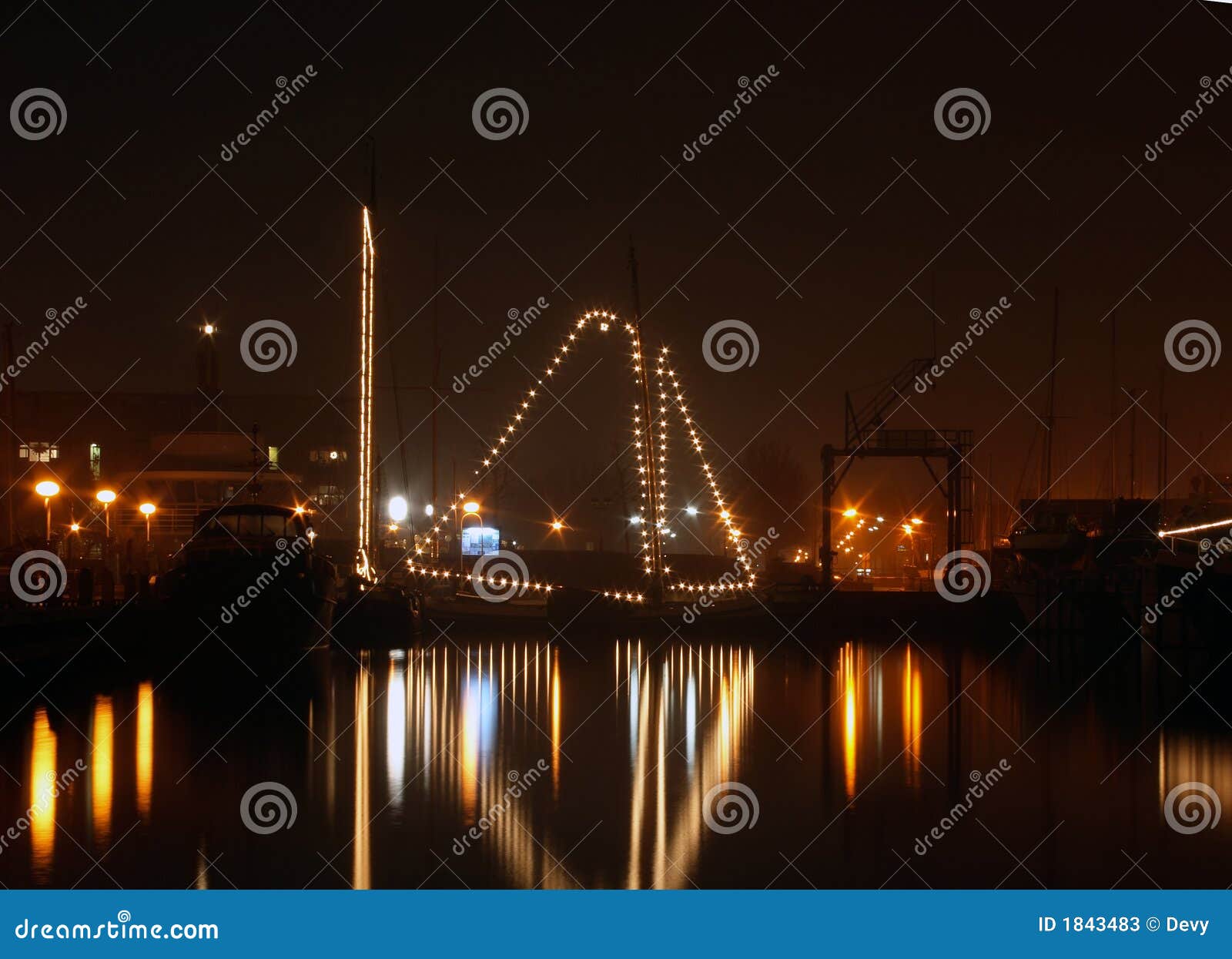 Sailboat with Lights stock image. Image of calm, sail 1843483