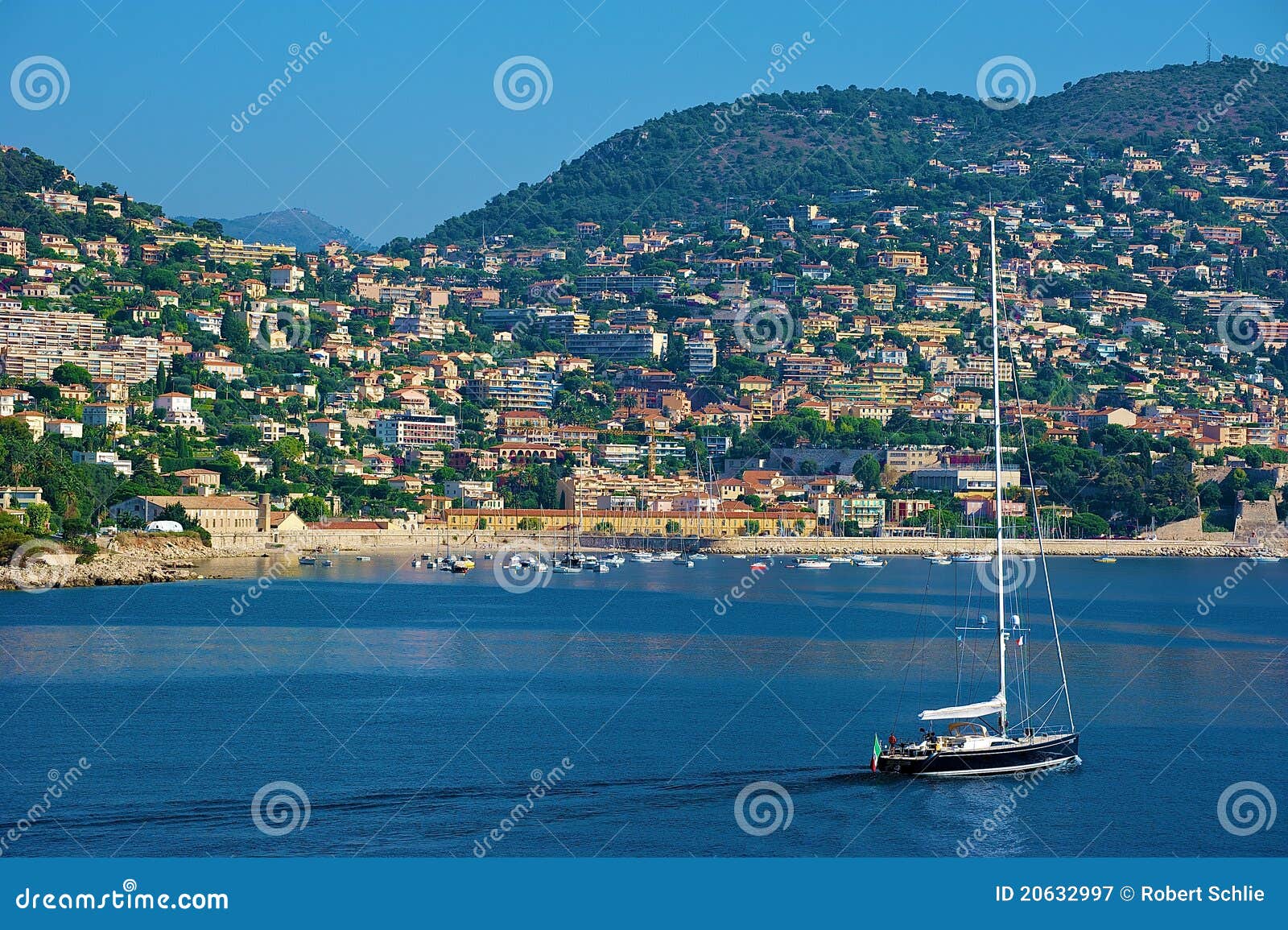 Sailboat Off the French Riviera Stock Image Image of mediterranean