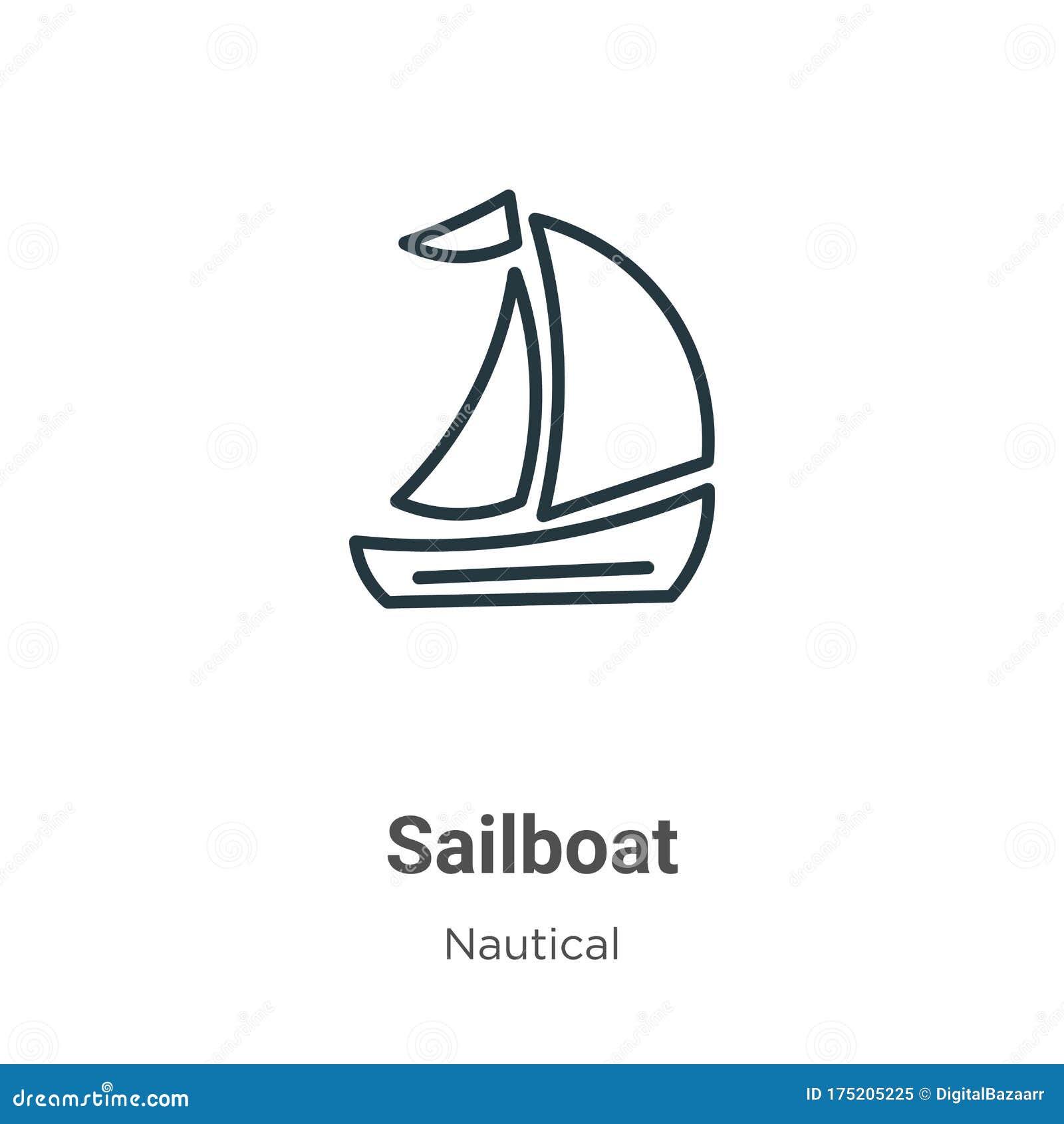 sailboat outline  icon. thin line black sailboat icon, flat  simple   from editable nautical