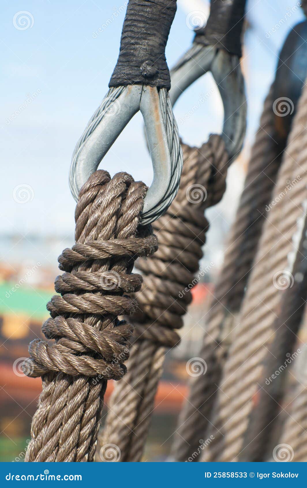 Sailboat Pulleys and Ropes Detail Stock Image Image of block, ropes