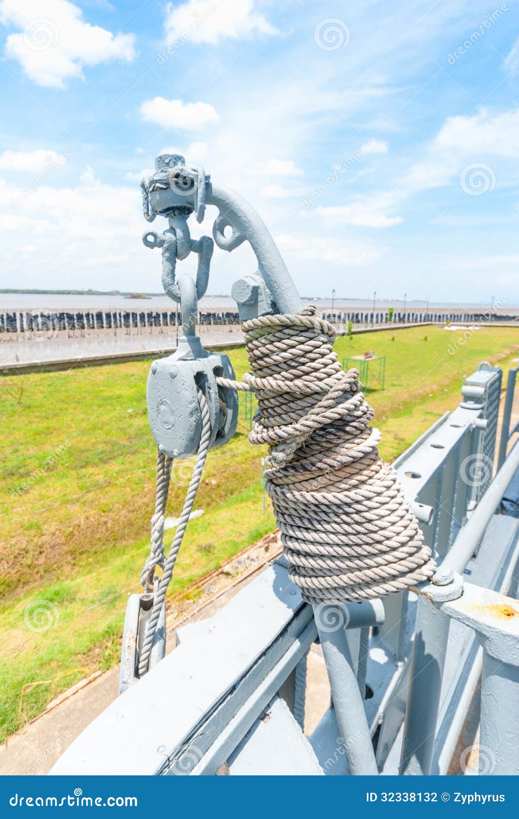 Sailboat Pulleys and Ropes Detail Stock Photo Image of navy, deck