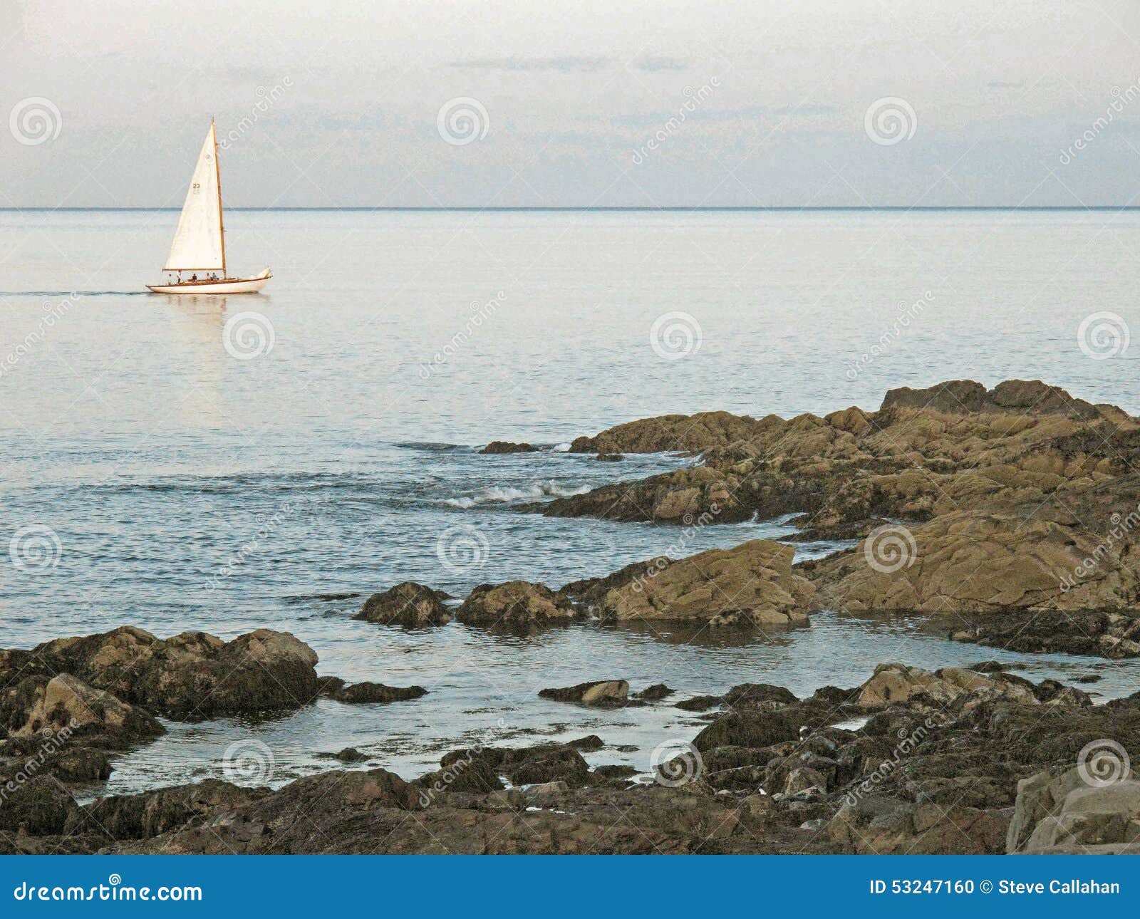 Sailboat and Rocky Coast Ogunquit Maine Stock Photo Image of sailboat
