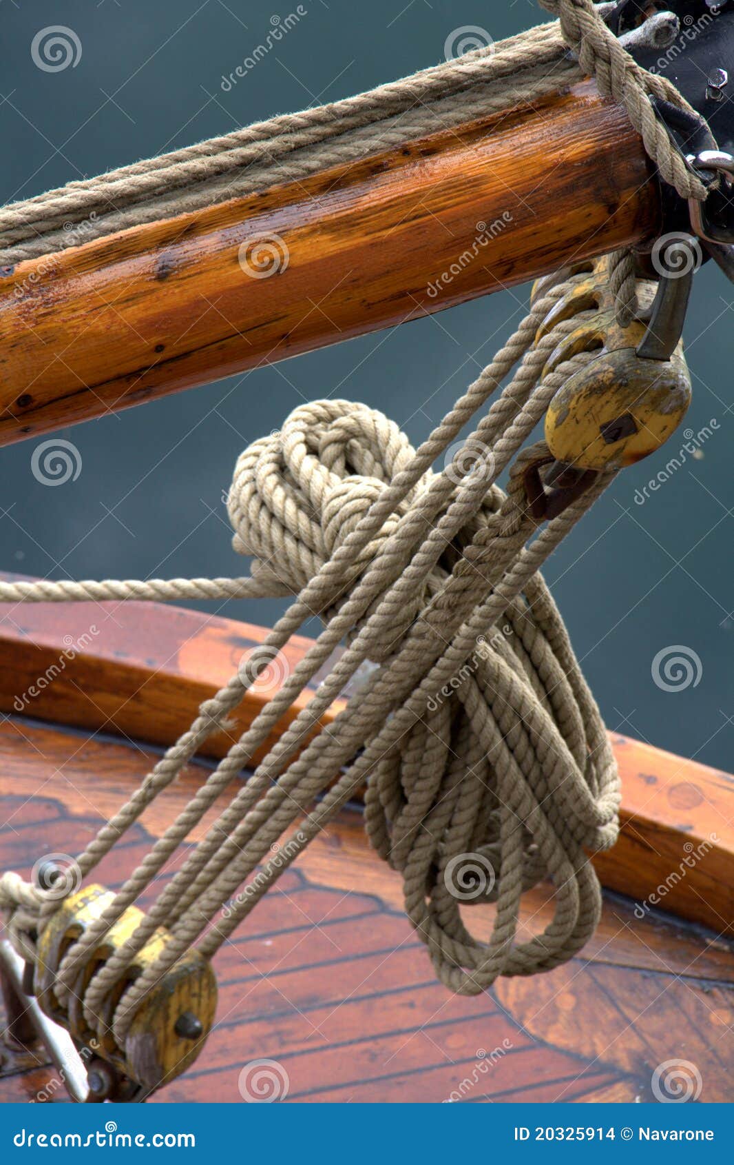 Sailboat ropes and pulleys stock photo. Image of sailboat 20325914