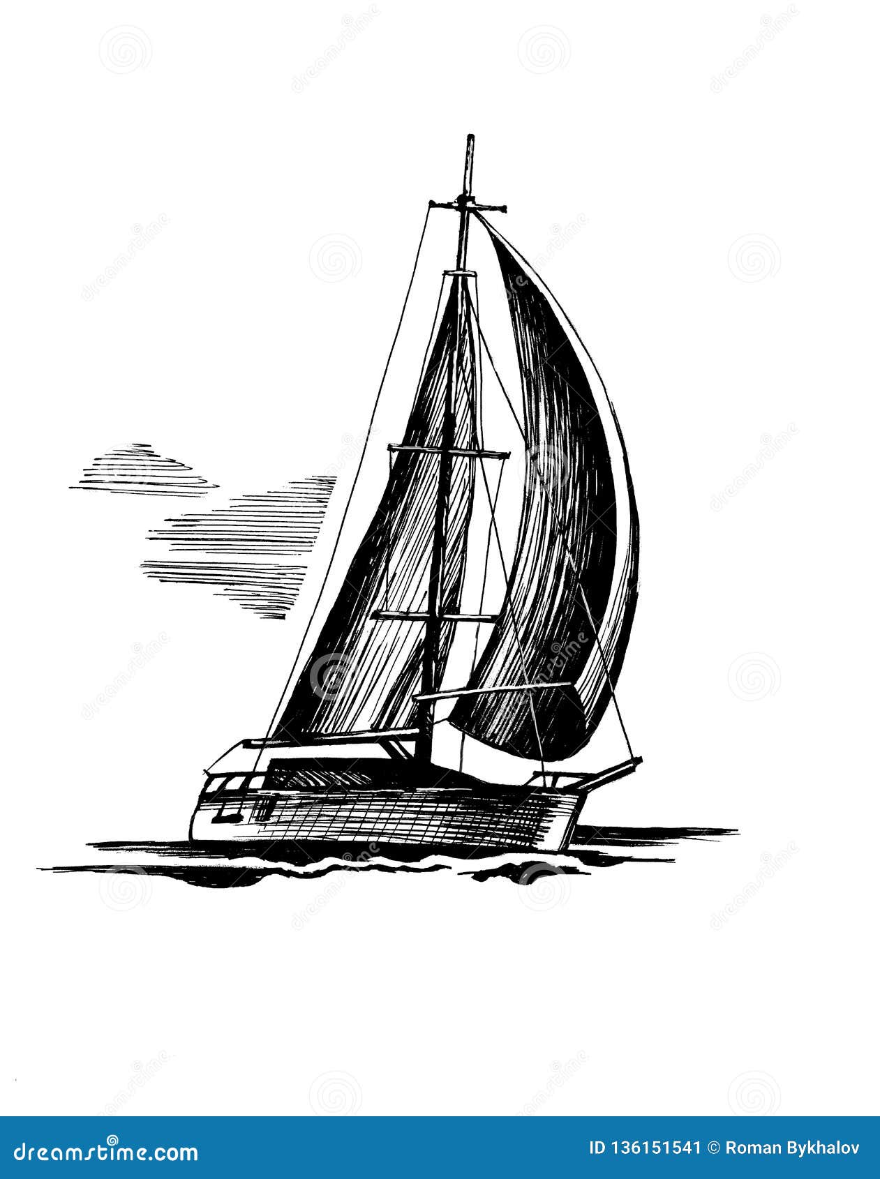 sailboat sketch print