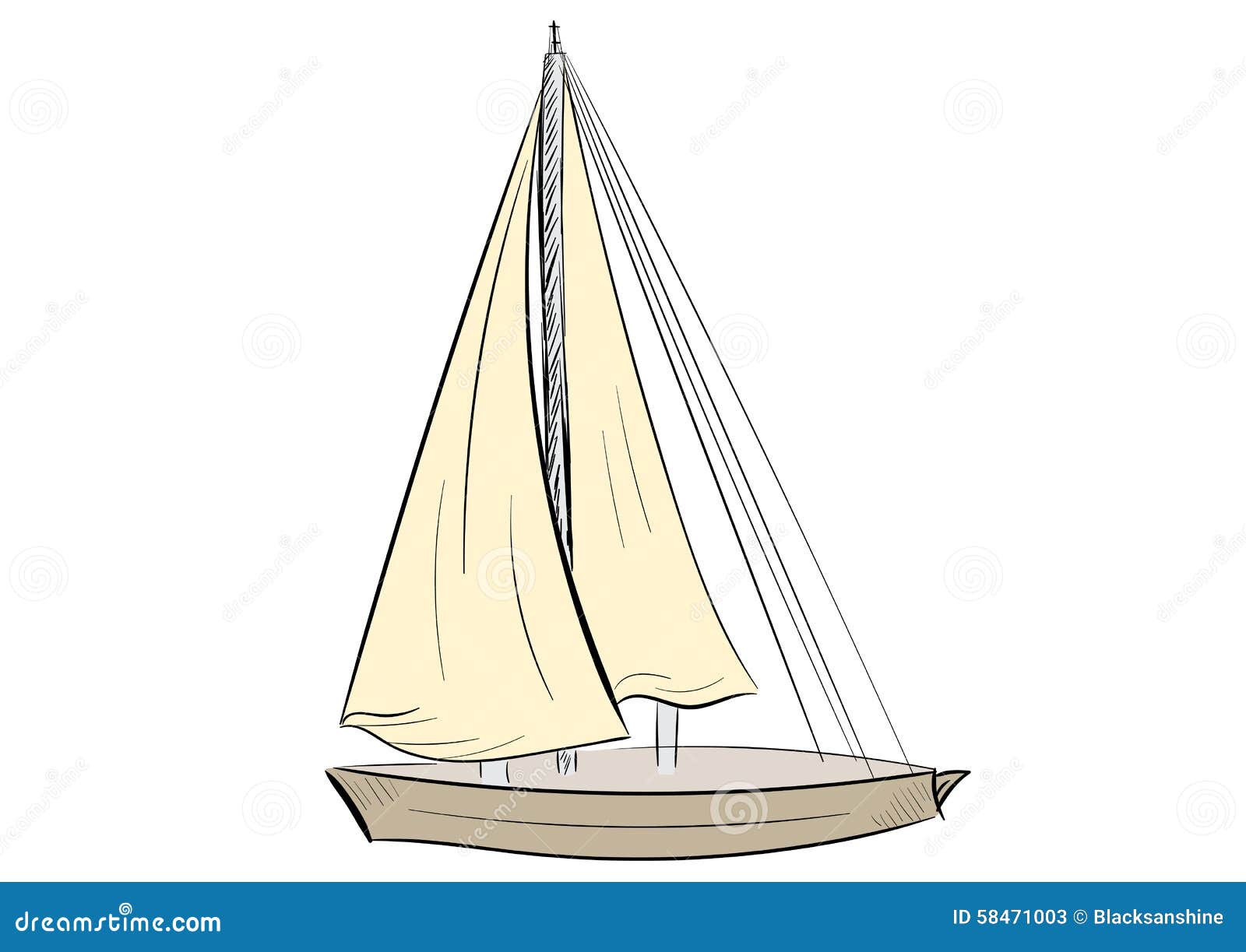 Sailboat Sketch Stock Vector - Image: 58471003