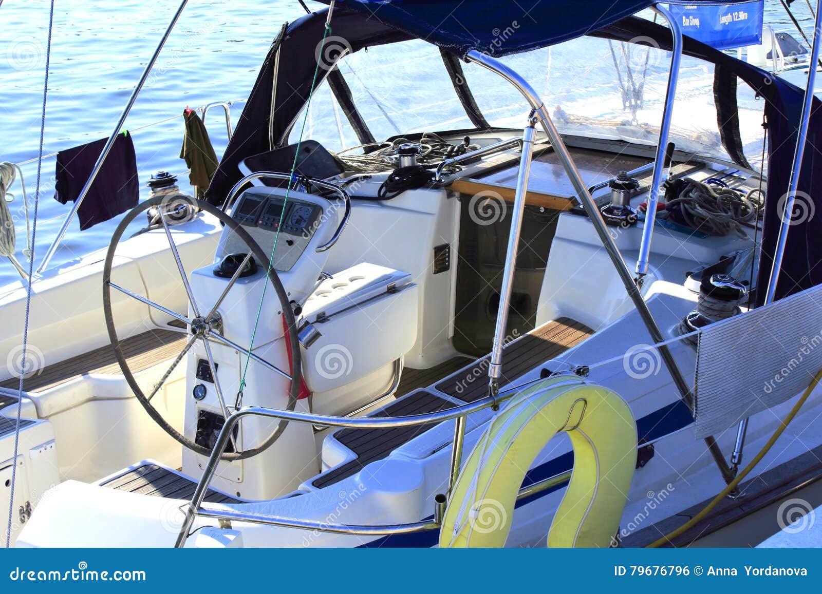 Sailboat stern deck area stock photo. Image of control 79676796