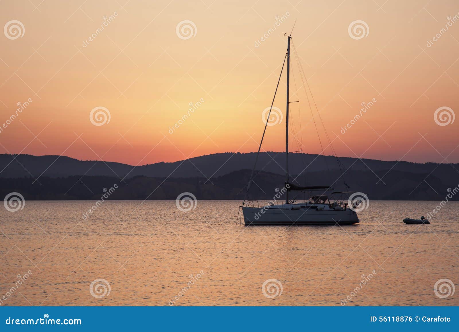 Sailboat at sunrise stock photo. Image of holidays, greece 56118876