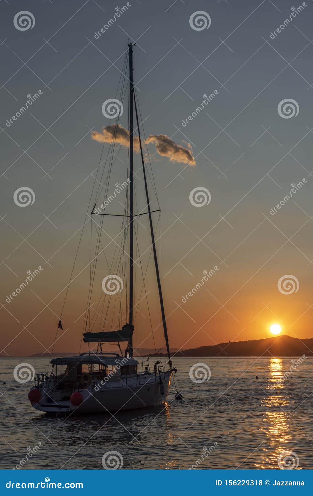 Sailboat in Sunset in Croatia Stock Photo Image of adriatic, view