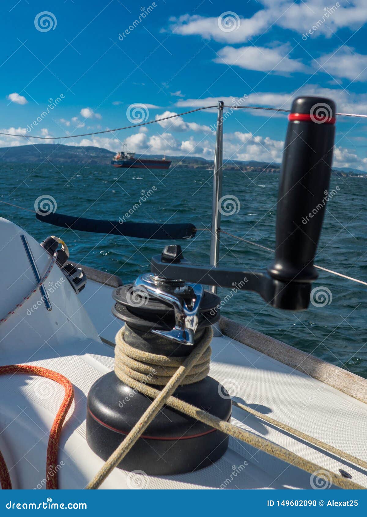 Sailboat winch stock photo. Image of sport, cable, equipment 149602090