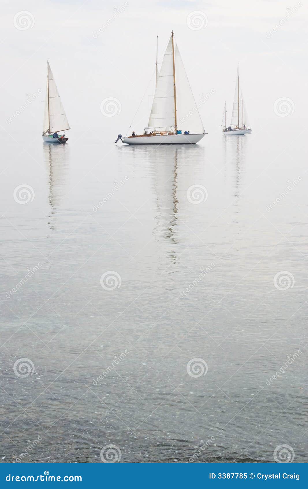 Sailboats calm water fog stock image. Image of pacific 