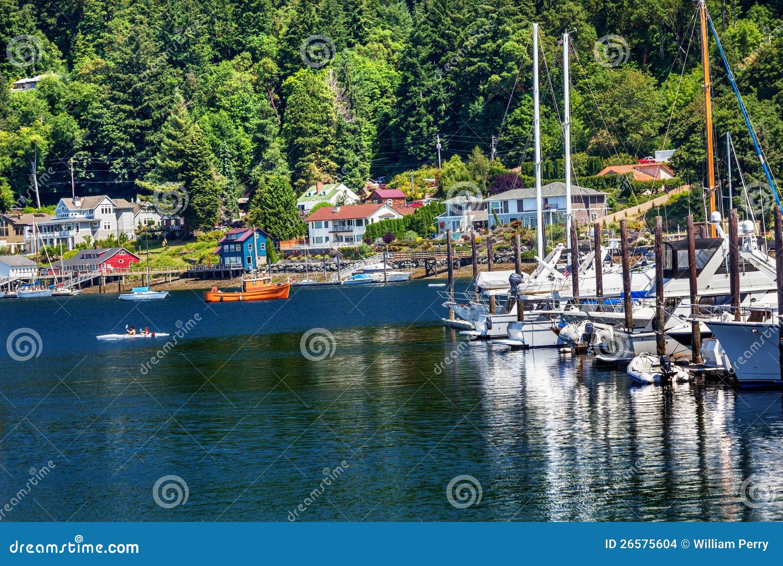 Sailboats Marina Kayak Gig Harbor Washington Stock Images