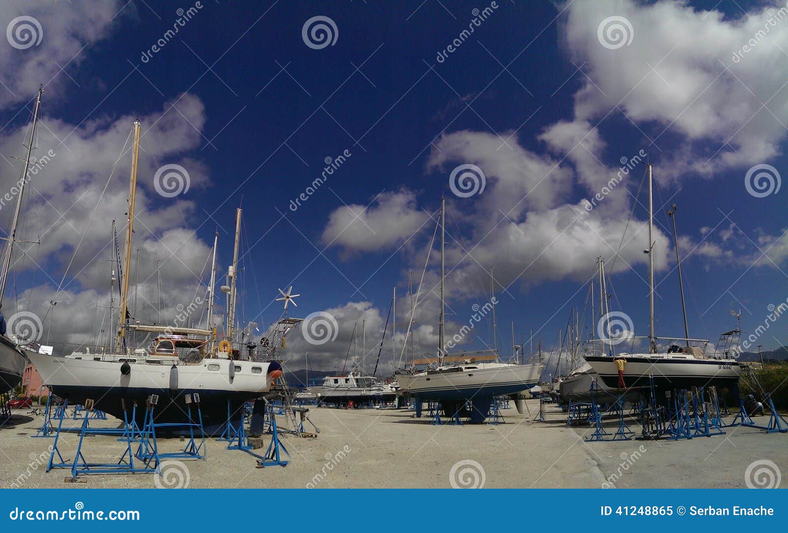 Sailboats in ship yard editorial image. Image of yacht 41248865