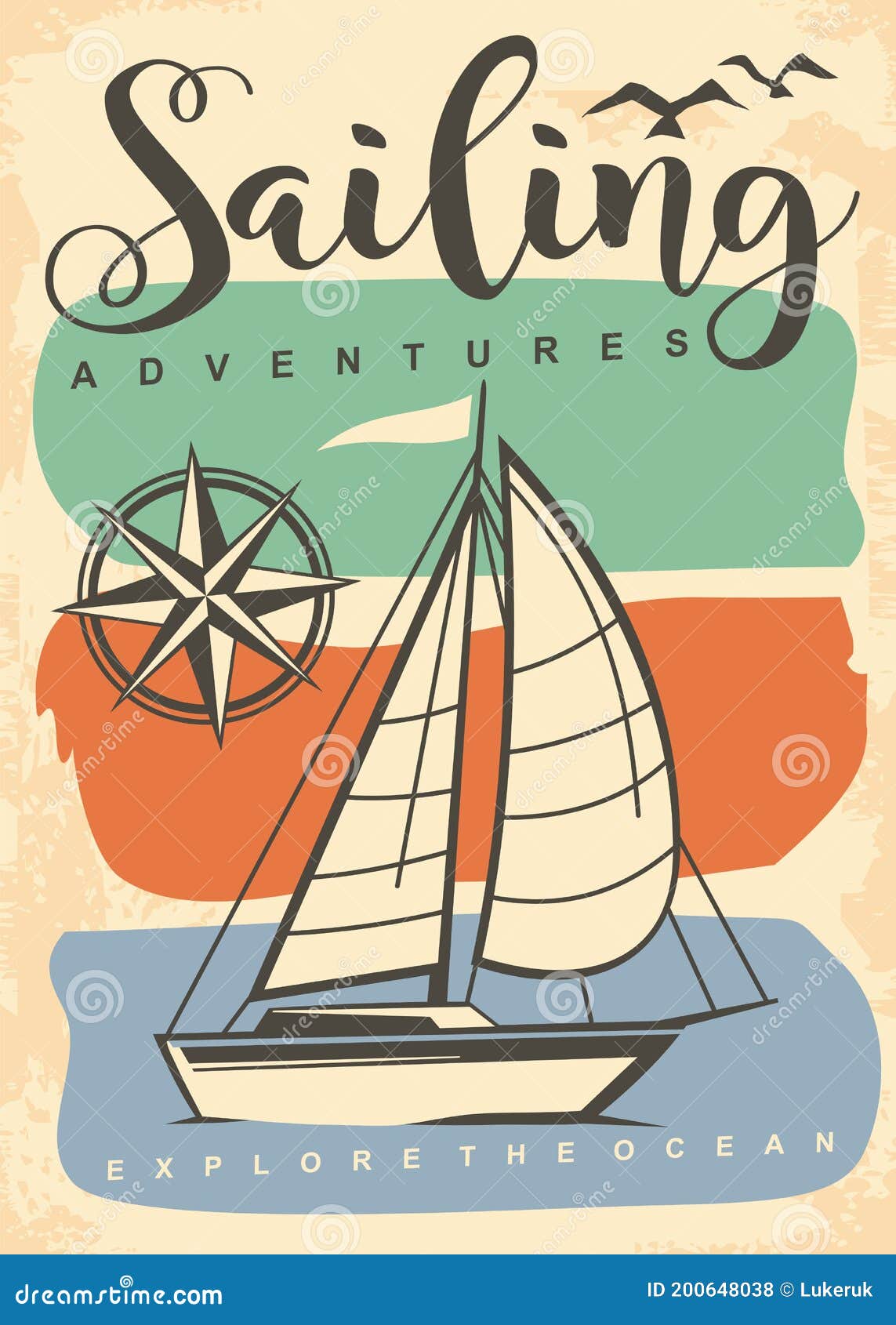 sailing adventures retro poster 
