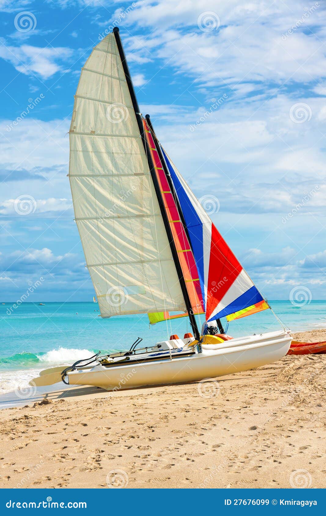Sailing Boat At The Beach Of Varadero In CUba Royalty Free Stock 